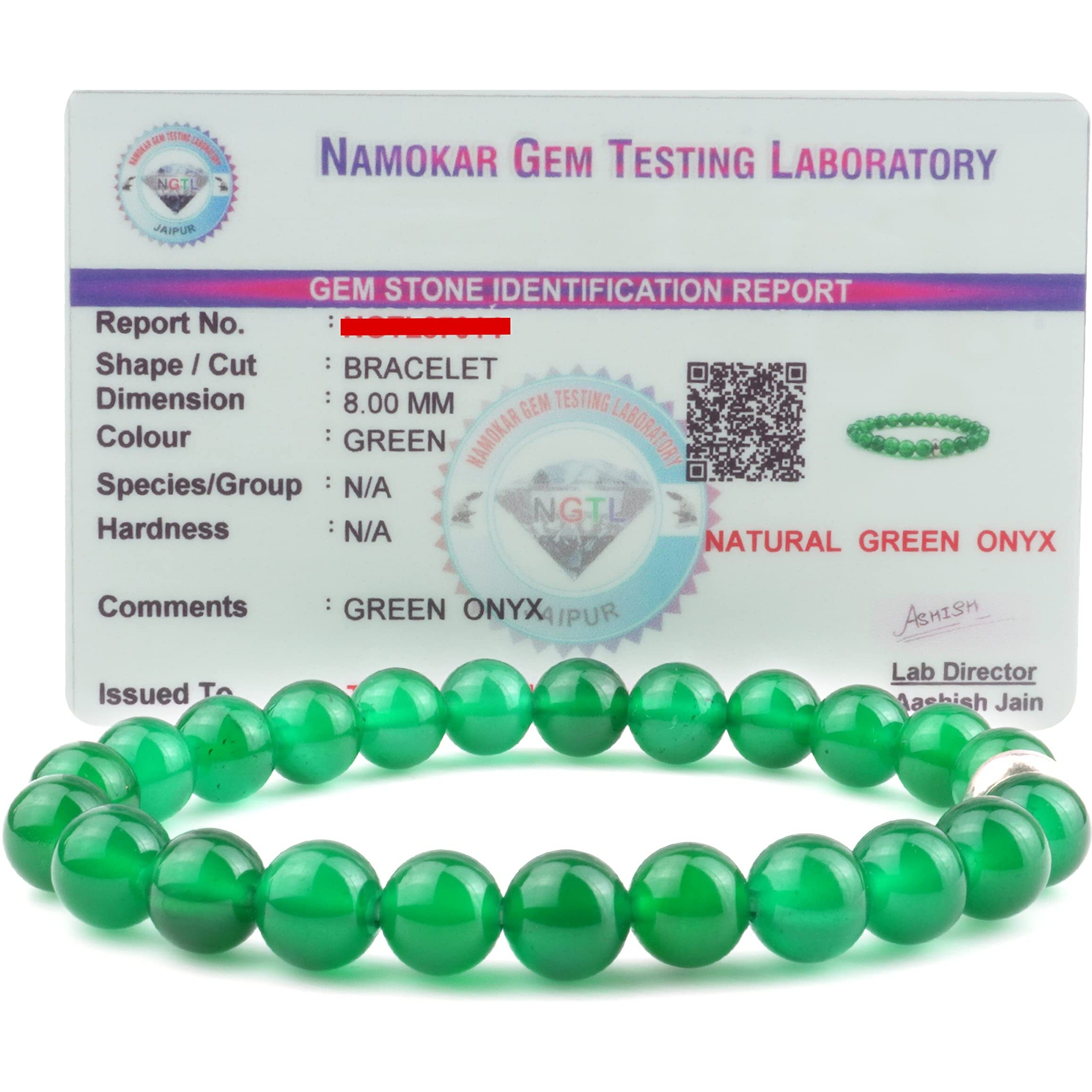 REMEDYWALA Charged Energized Certified Green Onyx Bracelet For Reiki, Balance Chakra, Positive Energy, Healing | Green Onyx Stone Bracelet 8 mm | 8mm Bracelet for Men and Women