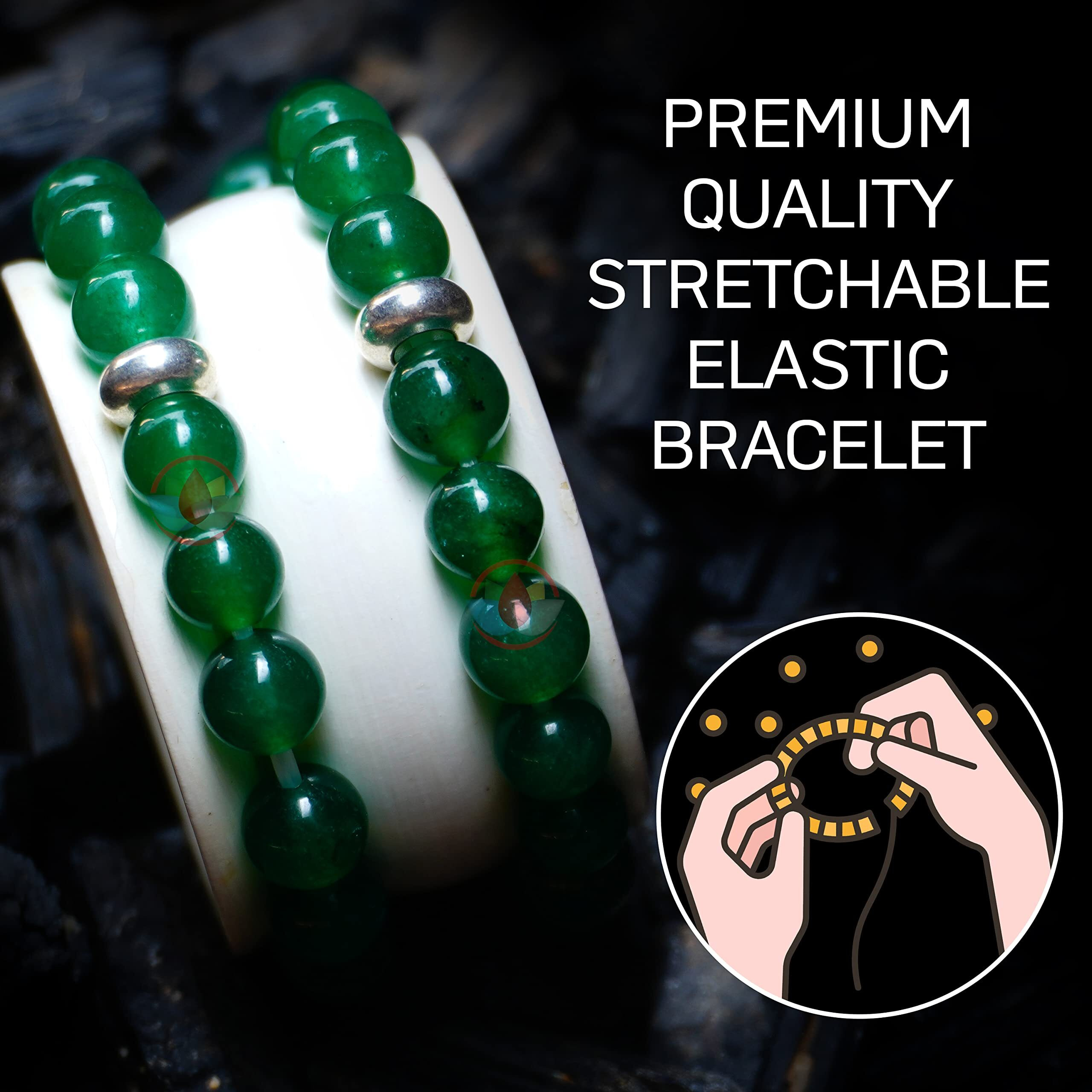 REMEDYWALA Charged Energized Certified Green Onyx Bracelet For Reiki, Balance Chakra, Positive Energy, Healing | Green Onyx Stone Bracelet 8 mm | 8mm Bracelet for Men and Women