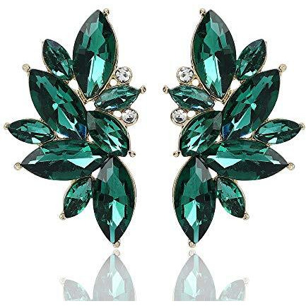 Shining Diva Fashion Latest Stylish Traditional Green Crystal 18K Non Precious Base Metal Stud Earrings for Women (11096er)