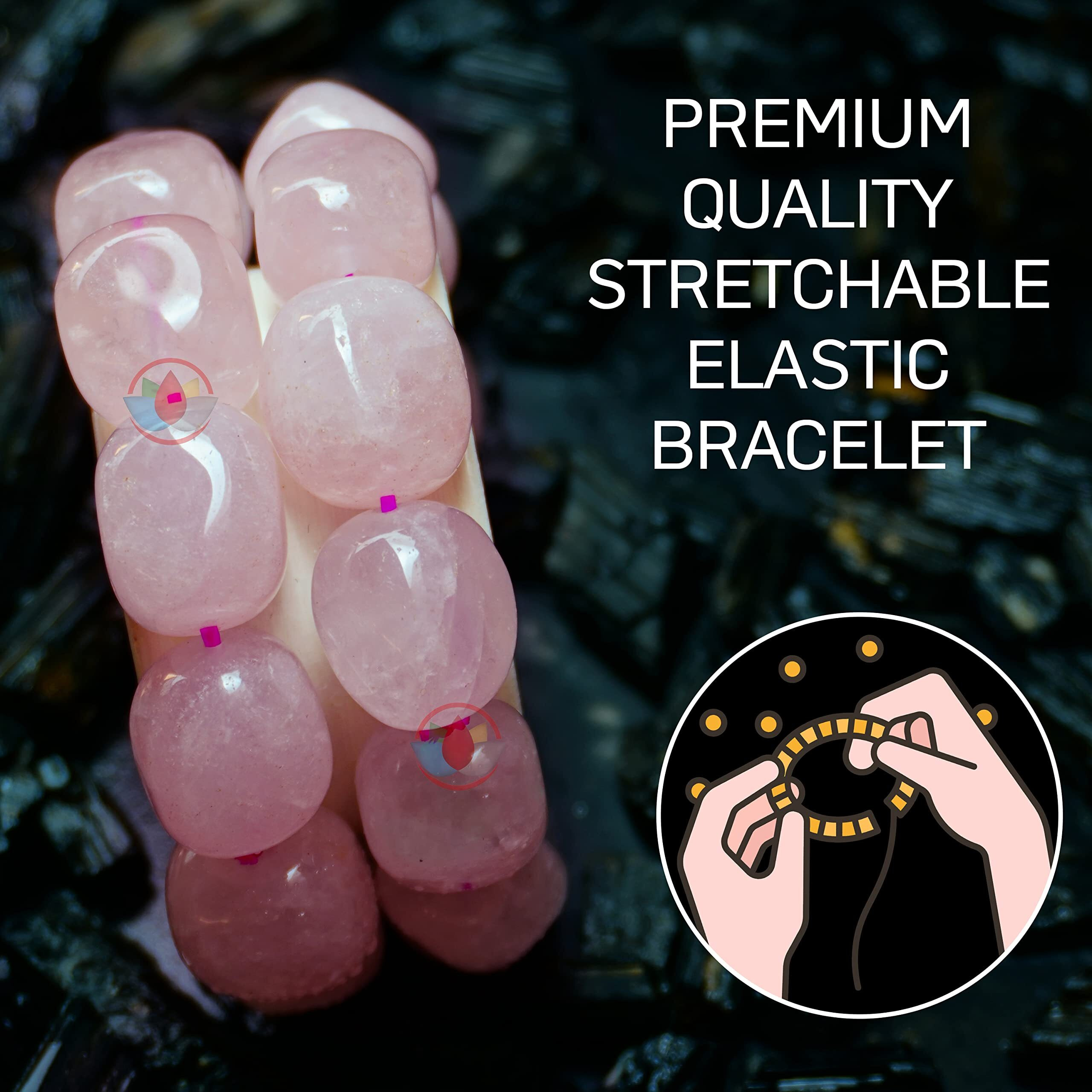 REMEDYWALA Unisex Adult Charged Energized Certified Natural Rose Quartz Bracelet For Reiki, Balance Chakra, Positive Energy, Healing | Rose Quartz Bracelet