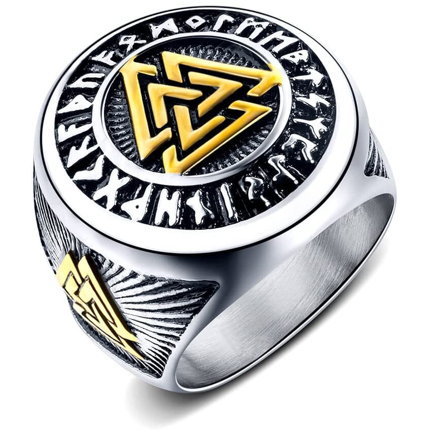 Yellow Chimes Rings For Men Silver Toned Yellow And Black Colored Stainless Steel Band Designed Metal Rings For Men And Boys - Size 10
