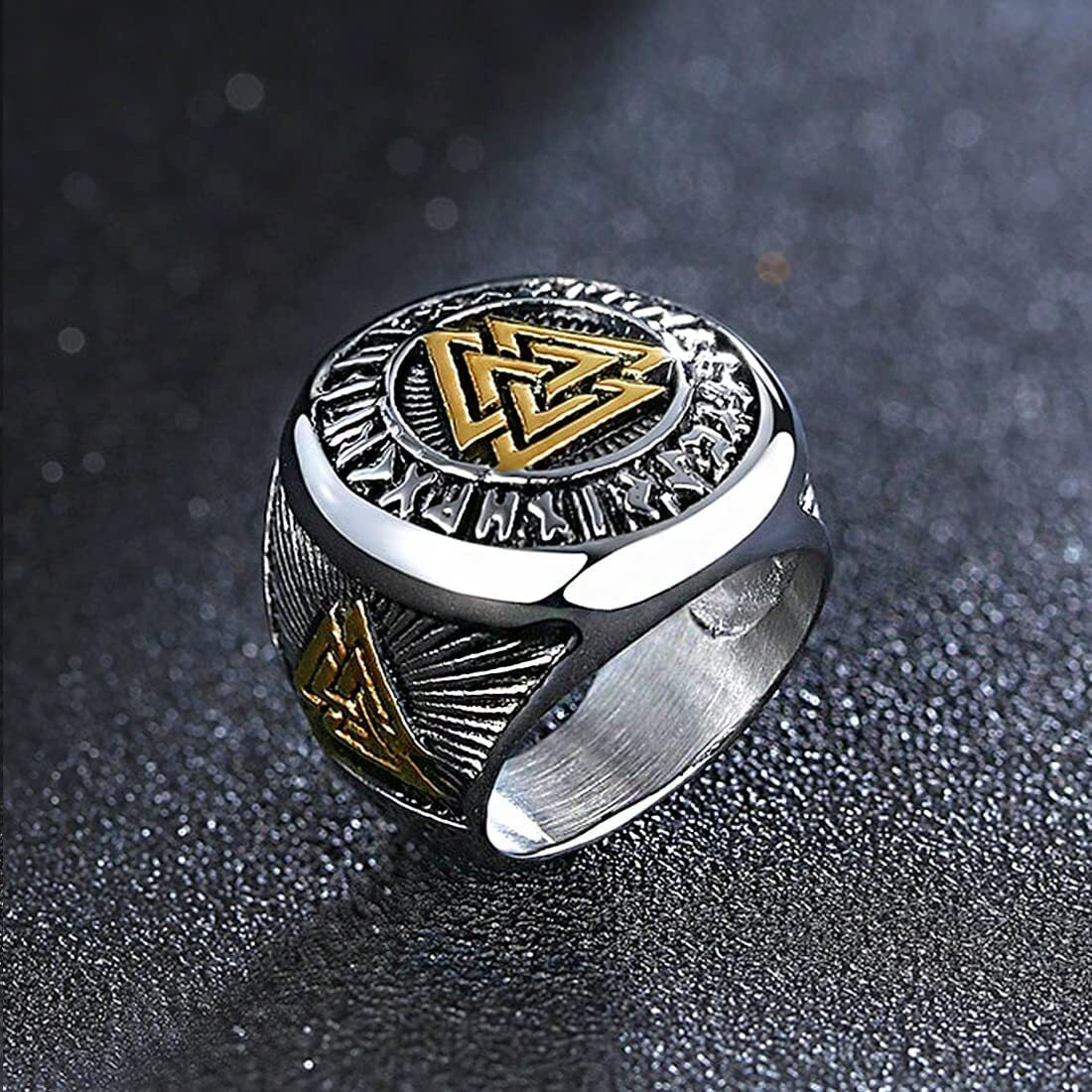 Yellow Chimes Rings For Men Silver Toned Yellow And Black Colored Stainless Steel Band Designed Metal Rings For Men And Boys - Size 10