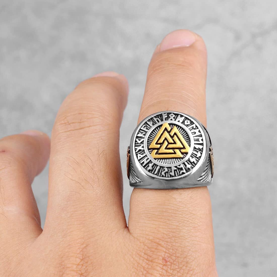 Yellow Chimes Rings For Men Silver Toned Yellow And Black Colored Stainless Steel Band Designed Metal Rings For Men And Boys - Size 10