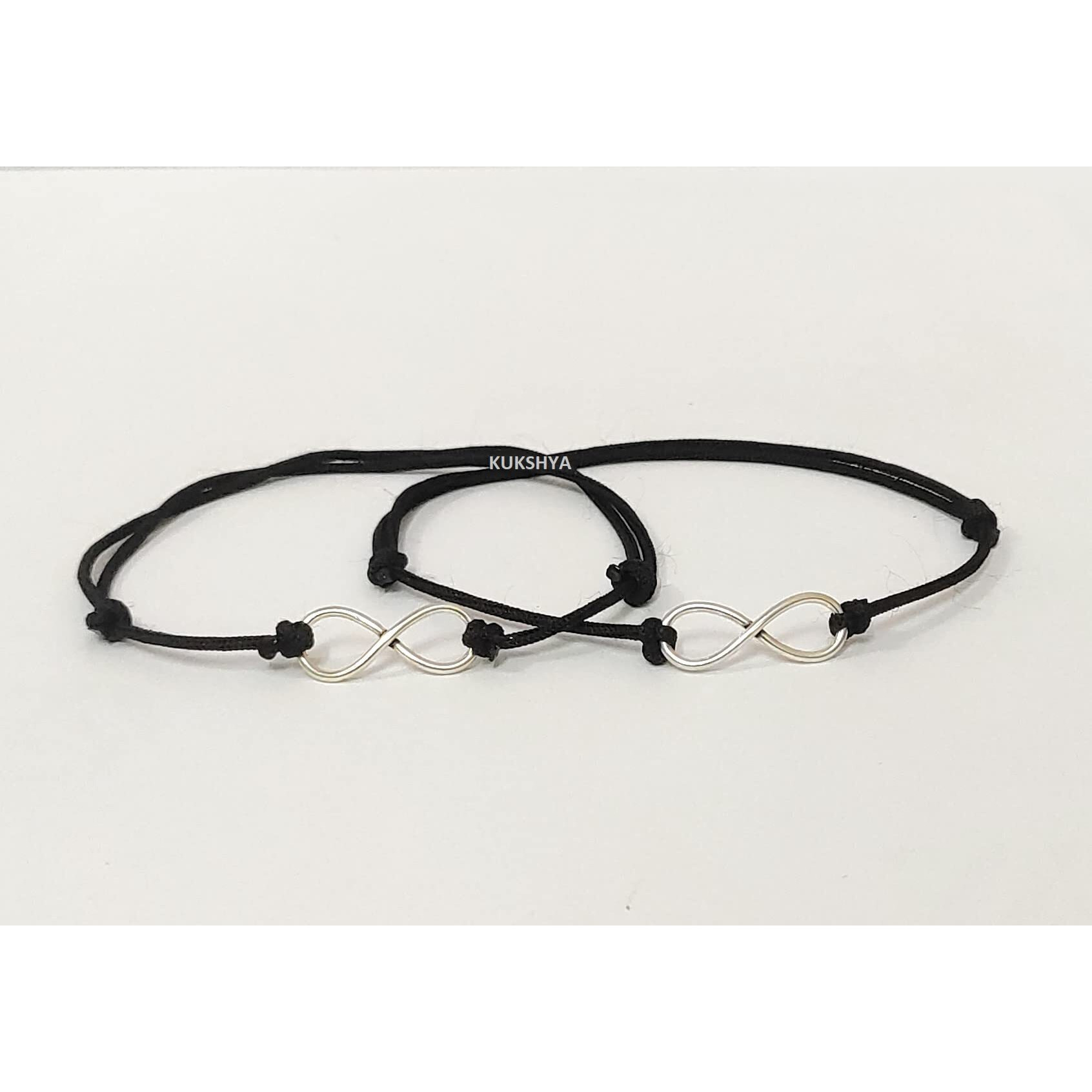 KUKSHYA JEWELLERS 925 Sterling Silver INFINITY Charm Black Thread Anklet Adjustable For Women & Girls (TP 102) (2 PIECE)
