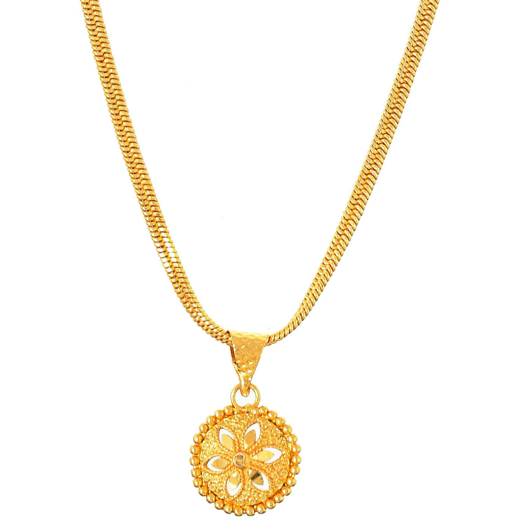Handicraft Kottage 1gm 22Ct Gold Plated Chain with Pandent|latest & Stylish High Gold Plated Celebrity Inspired Gold Chain Fashion Jewellery For Women girls (Style6)