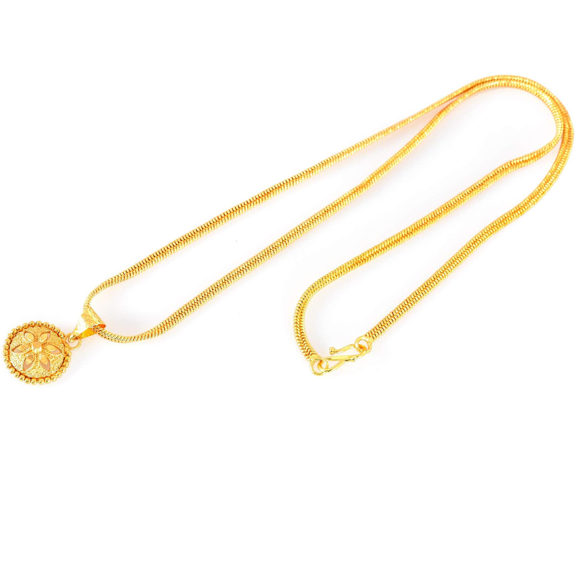 Handicraft Kottage 1gm 22Ct Gold Plated Chain with Pandent|latest & Stylish High Gold Plated Celebrity Inspired Gold Chain Fashion Jewellery For Women girls (Style6)