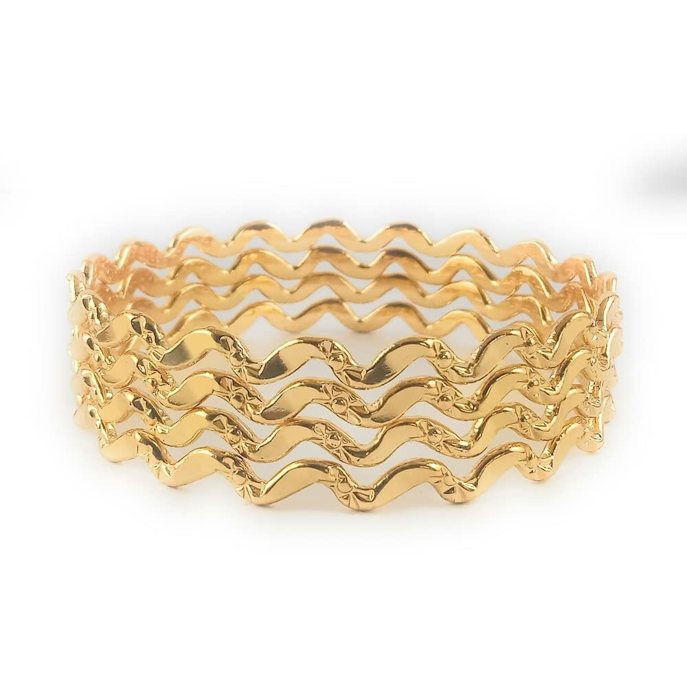 CUTE GOLD 1 Gram Gold Plated Copper Traditional Plain Bangle Set for Women & Girls