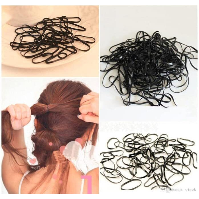 On Blow Disco Hair Rubber Bands | Black | Pack of 250 for Women/Girls
