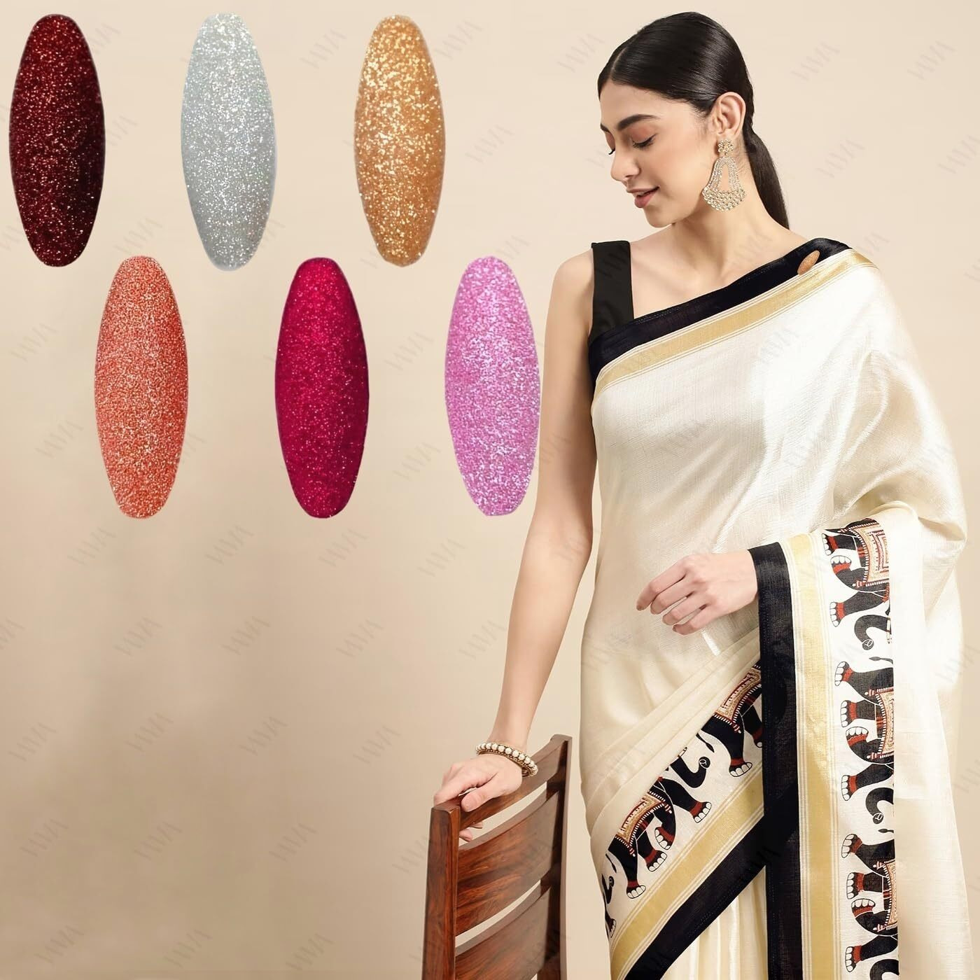 VAMA Handmade Glitter Fancy Stone Zardosi zari Maggam Embroidery Work Saree pin Brooch for Women (Stone Saree Pin)