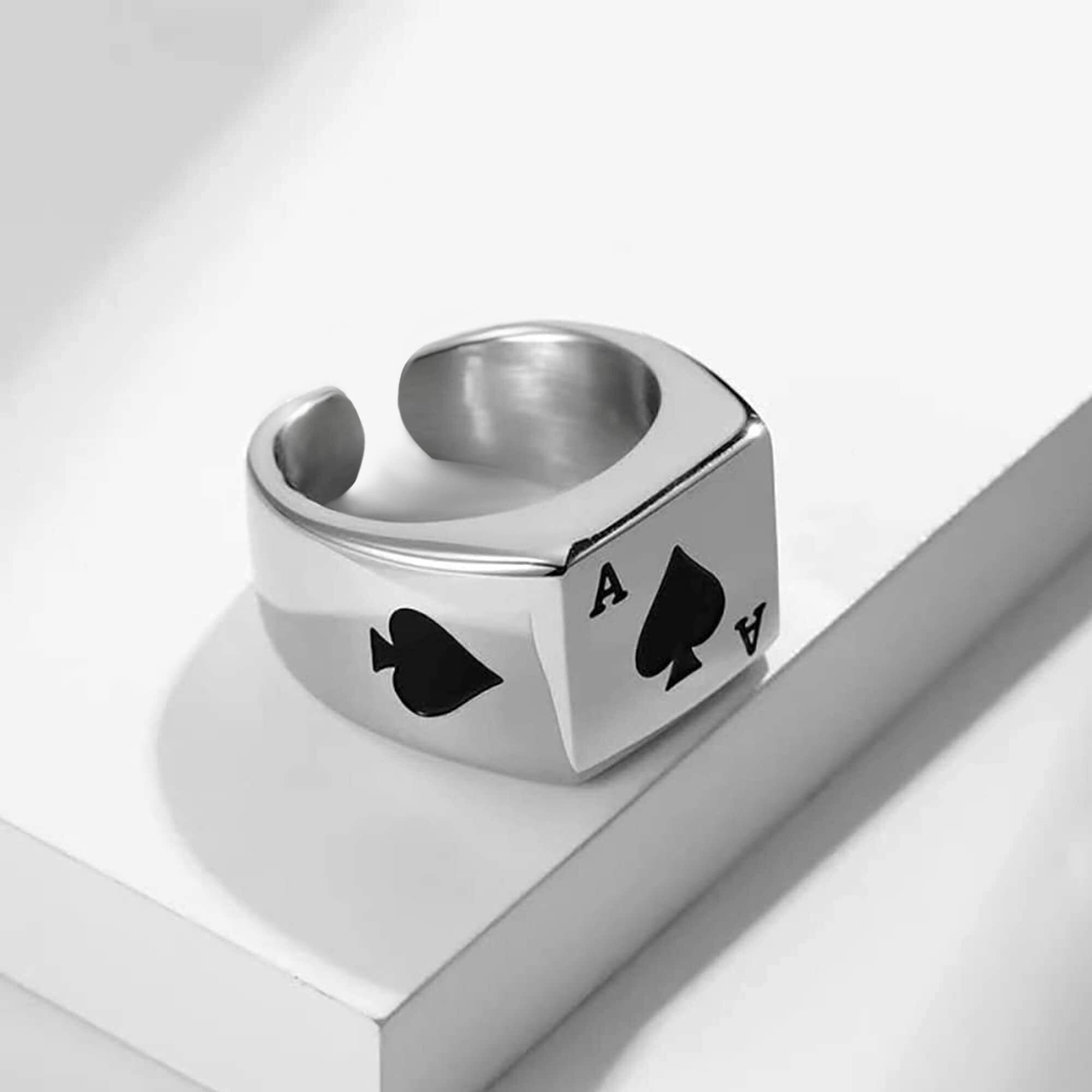 Fashion Frill Charming Rings For Men Silver King Lion Silver Plated Stylish Silver Ring For Men Boys Girls Stainless Steel Dude Evil Eye Chain Rings for Men Boys Jewellery Love Gifts