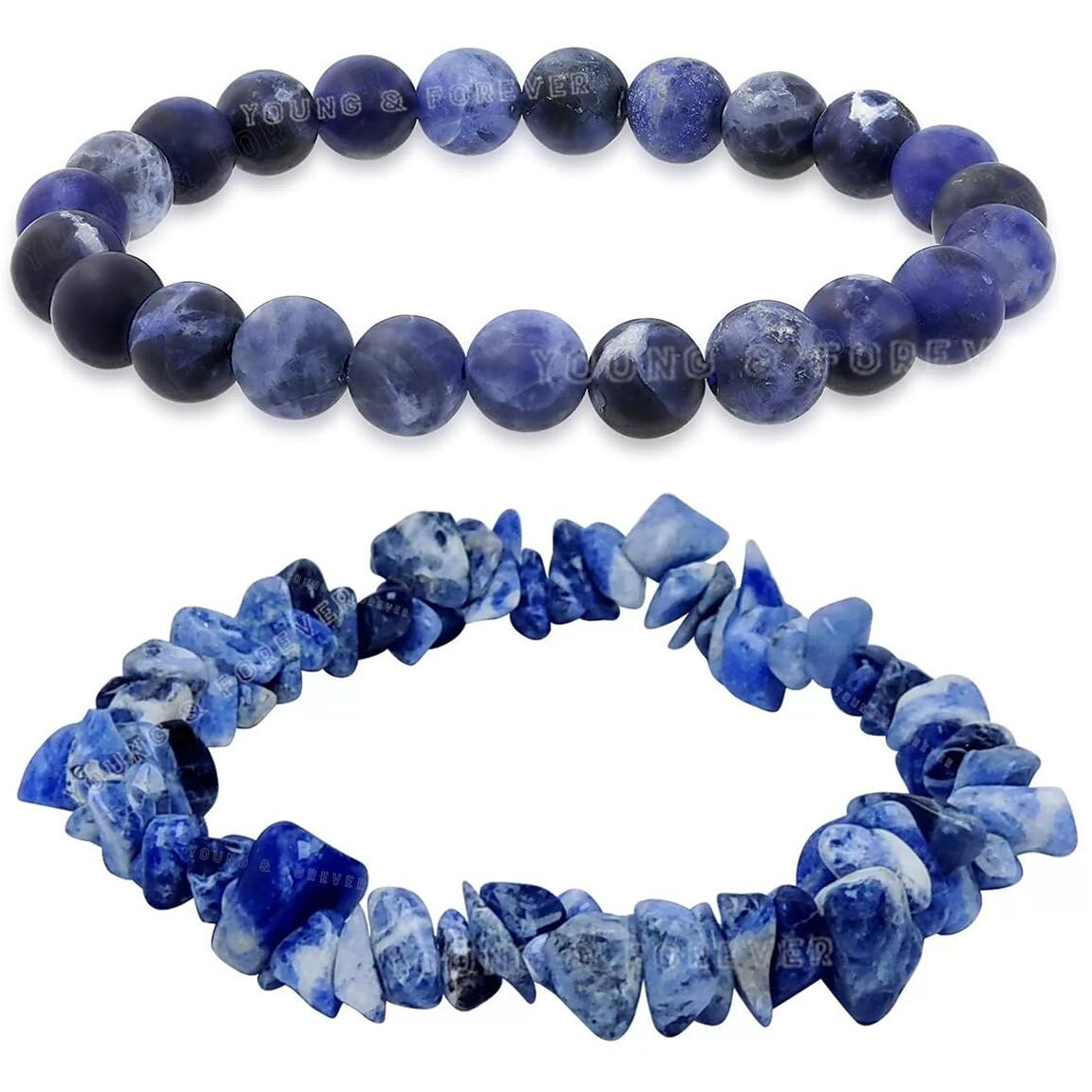 Young & Forever Black Onyx Chip Bracelet and Beaded Bracelet Pack of 6
