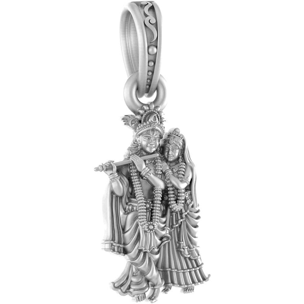 AKSHAT SAPPHIRE Sterling Silver (92.5% purity) God Radha Krishna Pendant for Men & Women Pure Silver Lord Radha kishan Locket for Good Health & Wealth
