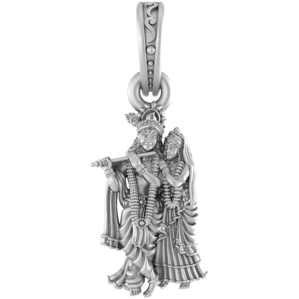 AKSHAT SAPPHIRE Sterling Silver (92.5% purity) God Radha Krishna Pendant for Men & Women Pure Silver Lord Radha kishan Locket for Good Health & Wealth