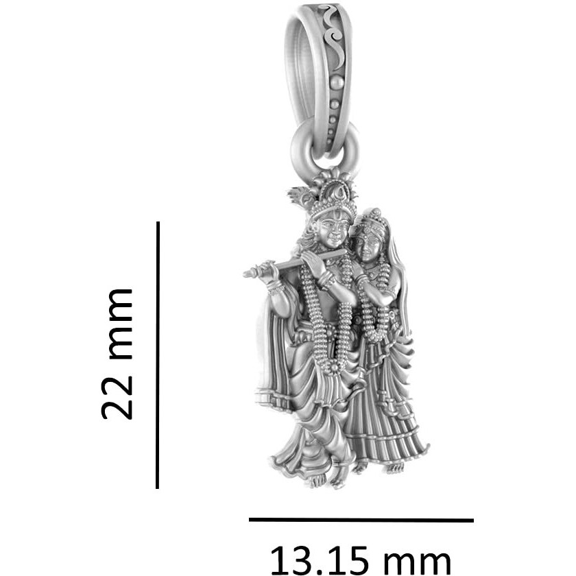AKSHAT SAPPHIRE Sterling Silver (92.5% purity) God Radha Krishna Pendant for Men & Women Pure Silver Lord Radha kishan Locket for Good Health & Wealth