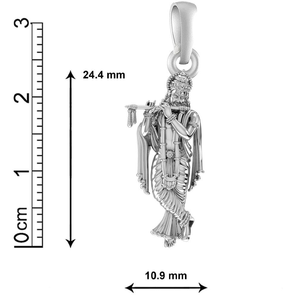 AKSHAT SAPPHIRE Sterling Silver (92.5% purity) God Krishna Pendant for Men & Women Pure Silver Lord krishan Locket for Good Health & Wealth