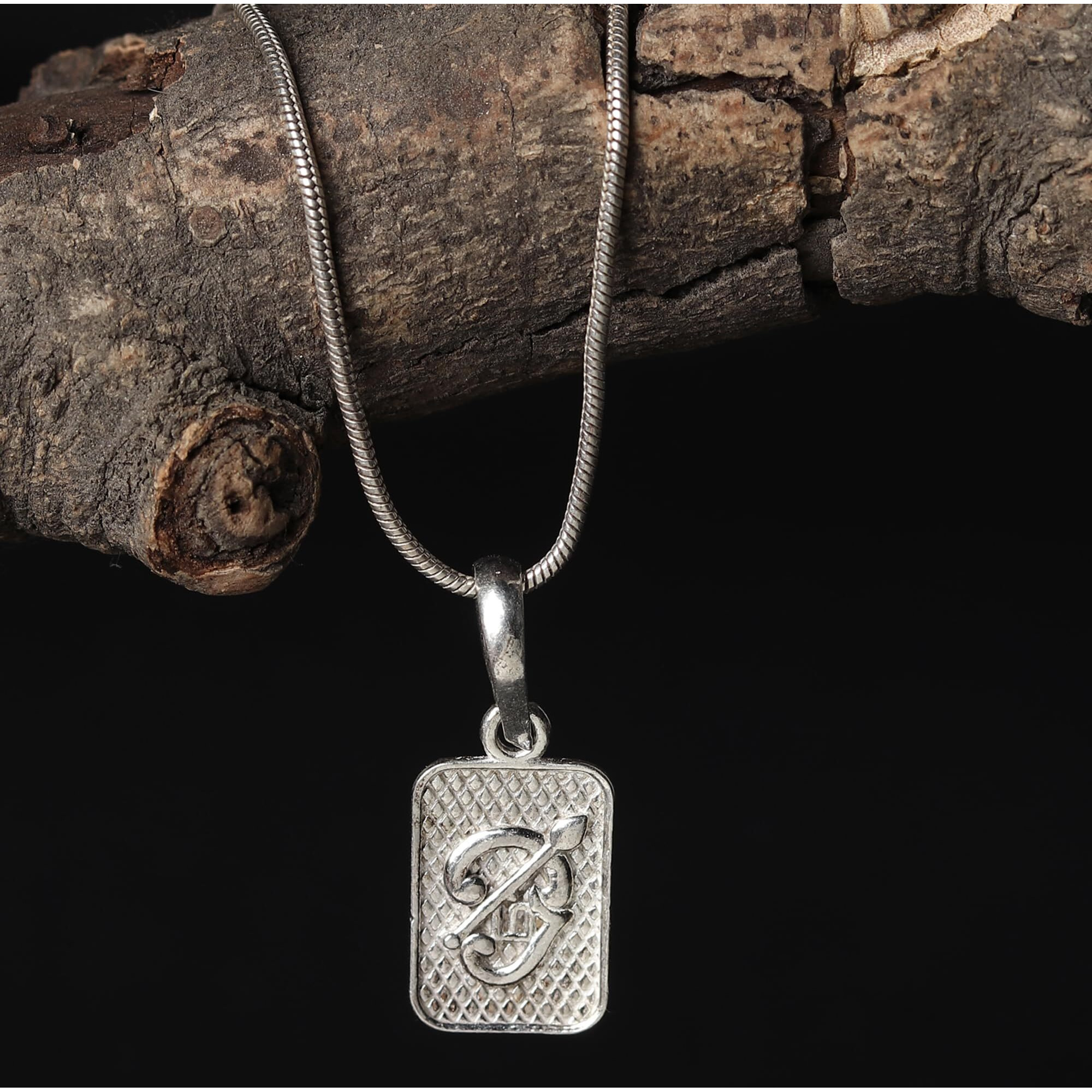 AKSHAT SAPPHIRE Sterling Silver (92.5% Purity) Rectangle Tamil Om Pendant for Men and Women