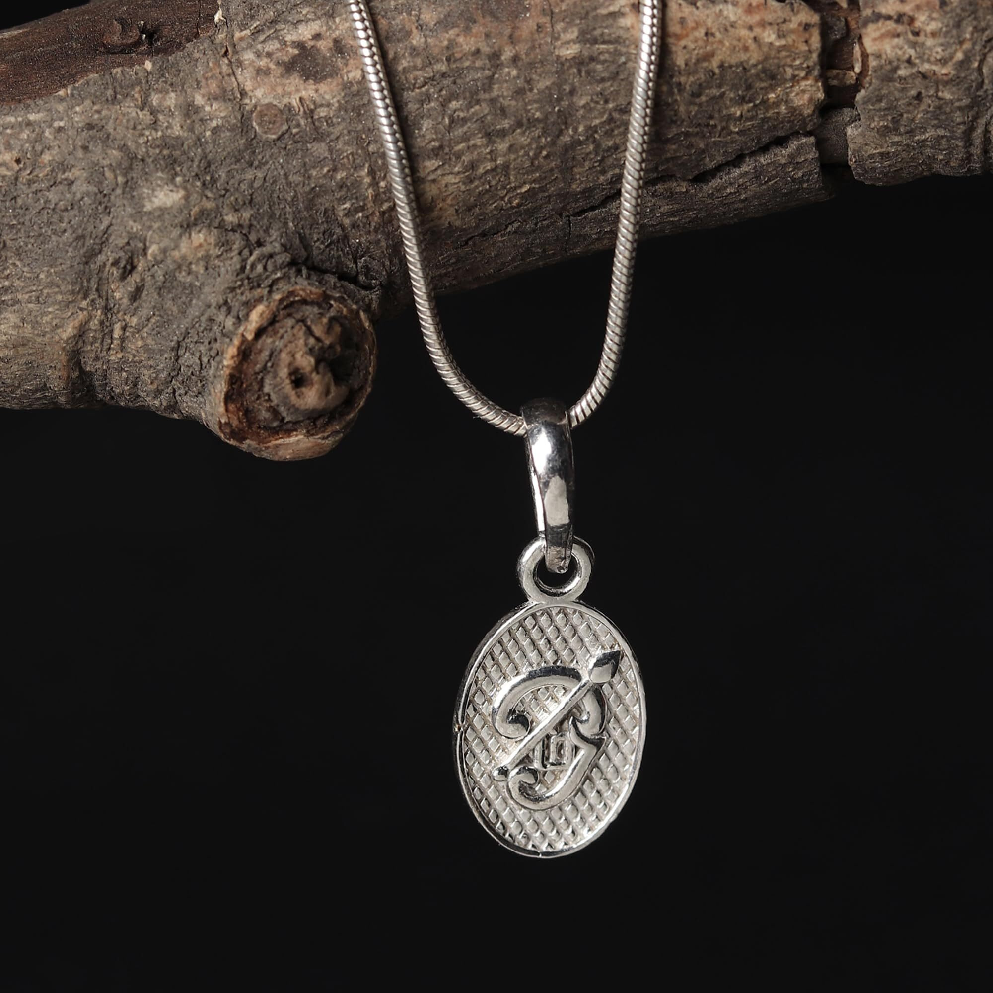 AKSHAT SAPPHIRE Sterling Silver (92.5% Purity) Oval Tamil Om Pendant for Men and Women