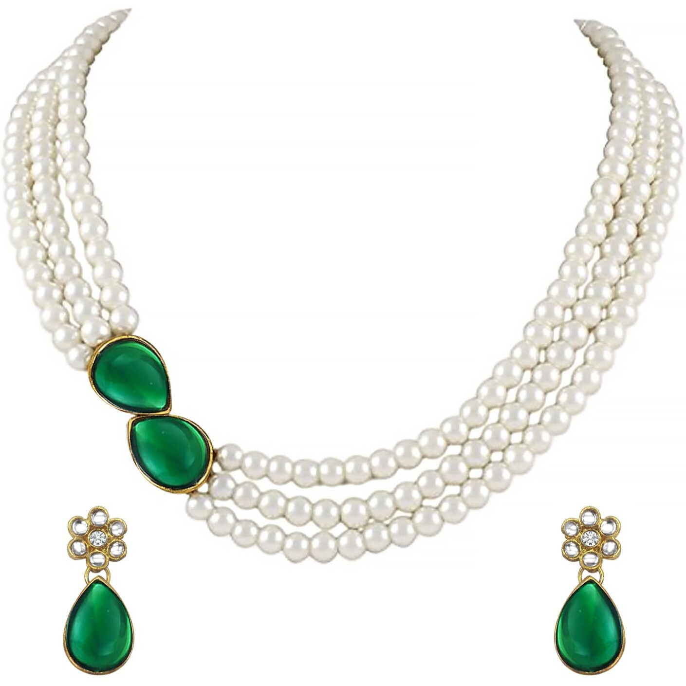 Peora Pearl Mala Necklace with Earrings for Women Girls Traditional Ethnic Jewellery Set