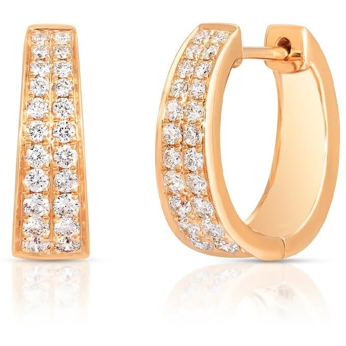 MINUTIAE Solitaire Diamond Hoop Earrings for Women and Girls with Crystal for Stylish,Western and Fashion (Rose Gold)