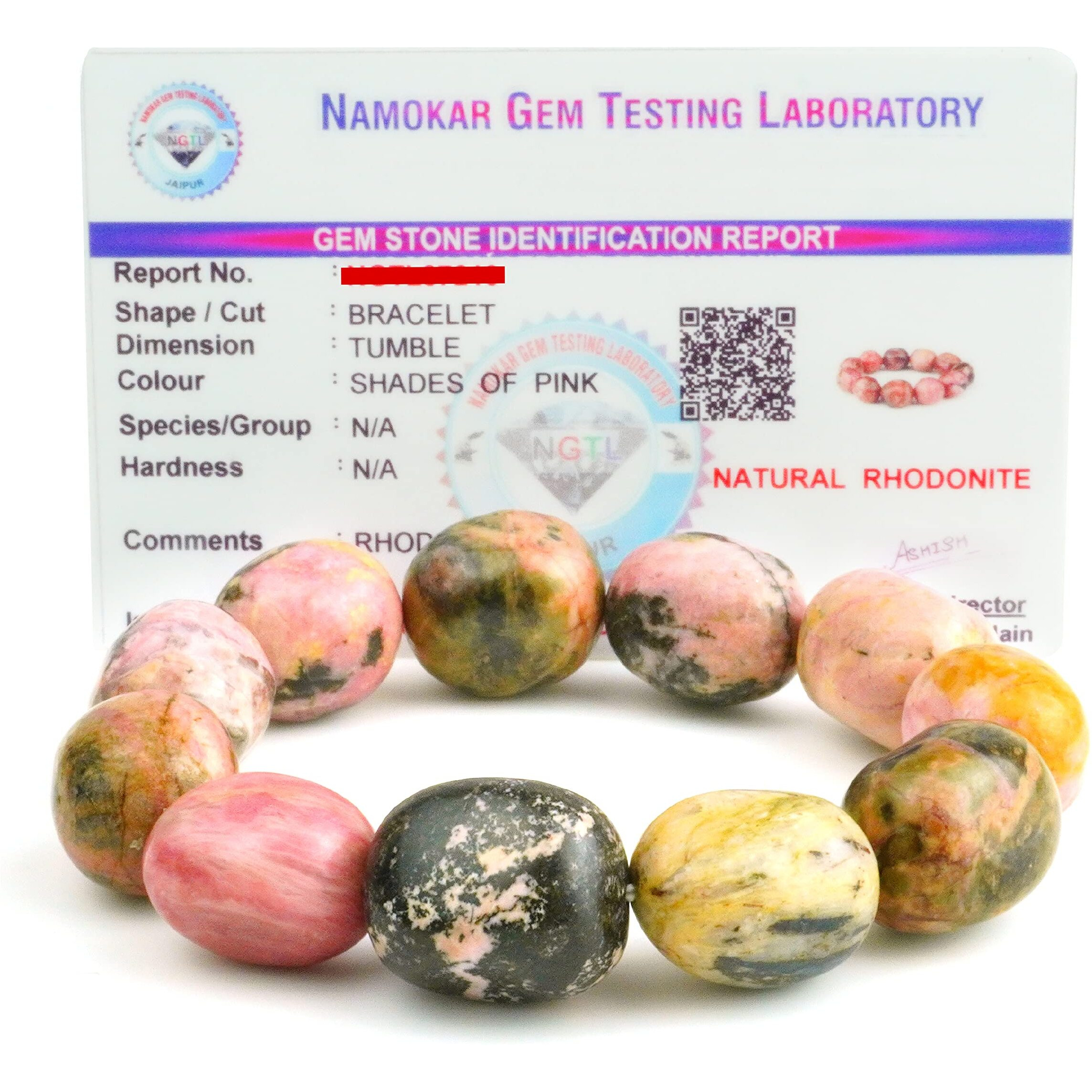 REMEDYWALA Unisex Adult Charged Energized Certified Natural Rhodonite Bracelet For Reiki, Healing | Rhodonite Bracelet