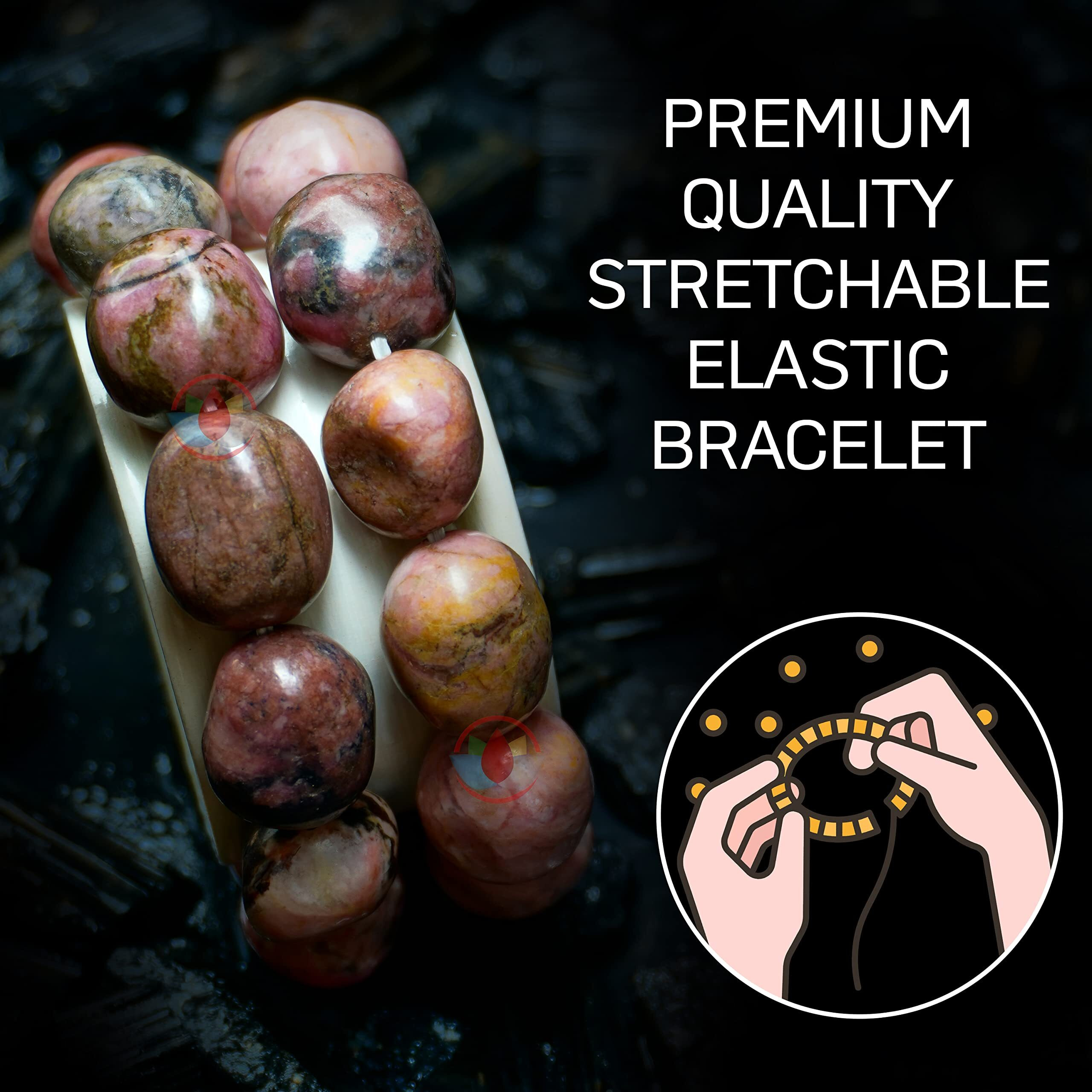 REMEDYWALA Unisex Adult Charged Energized Certified Natural Rhodonite Bracelet For Reiki, Healing | Rhodonite Bracelet