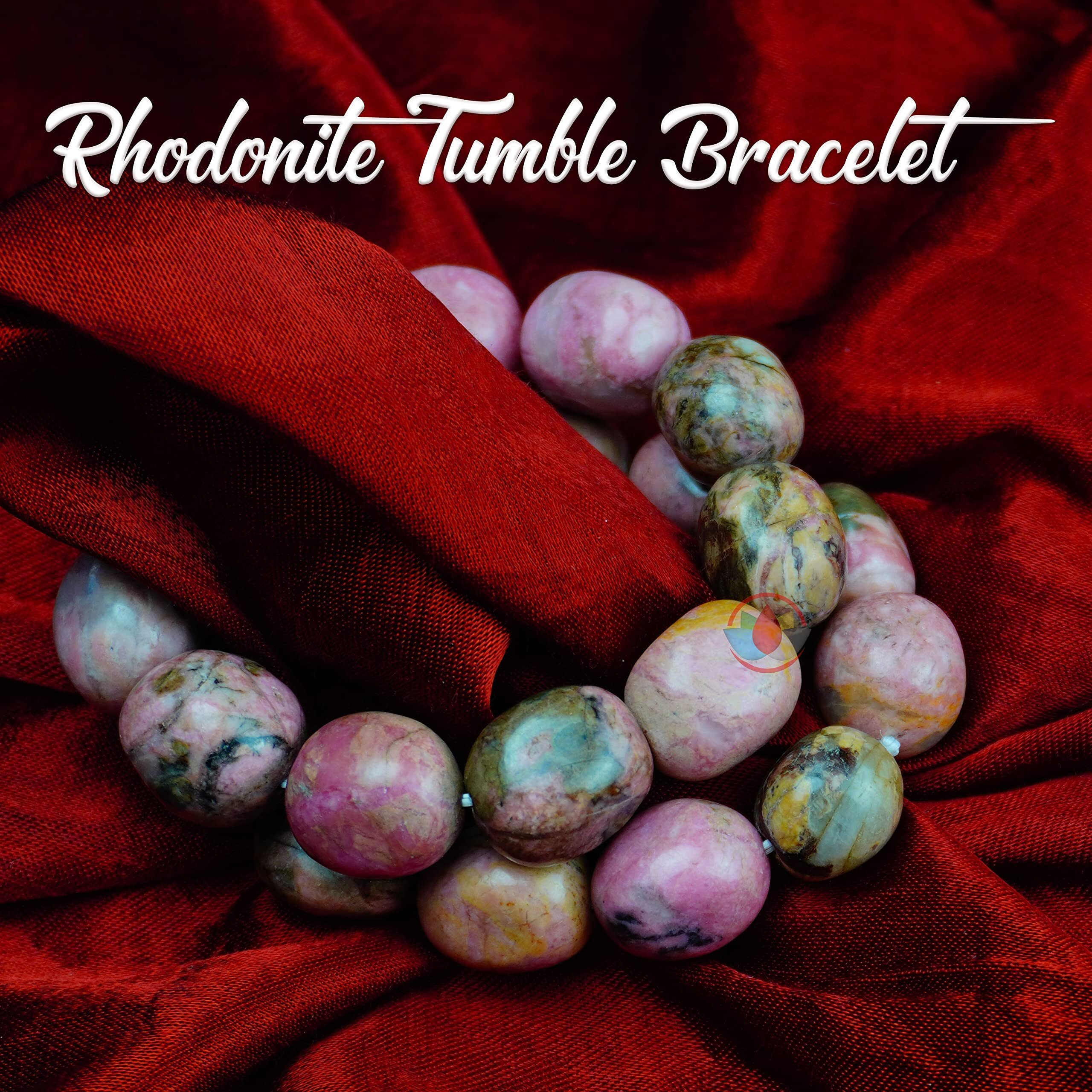 REMEDYWALA Unisex Adult Charged Energized Certified Natural Rhodonite Bracelet For Reiki, Healing | Rhodonite Bracelet