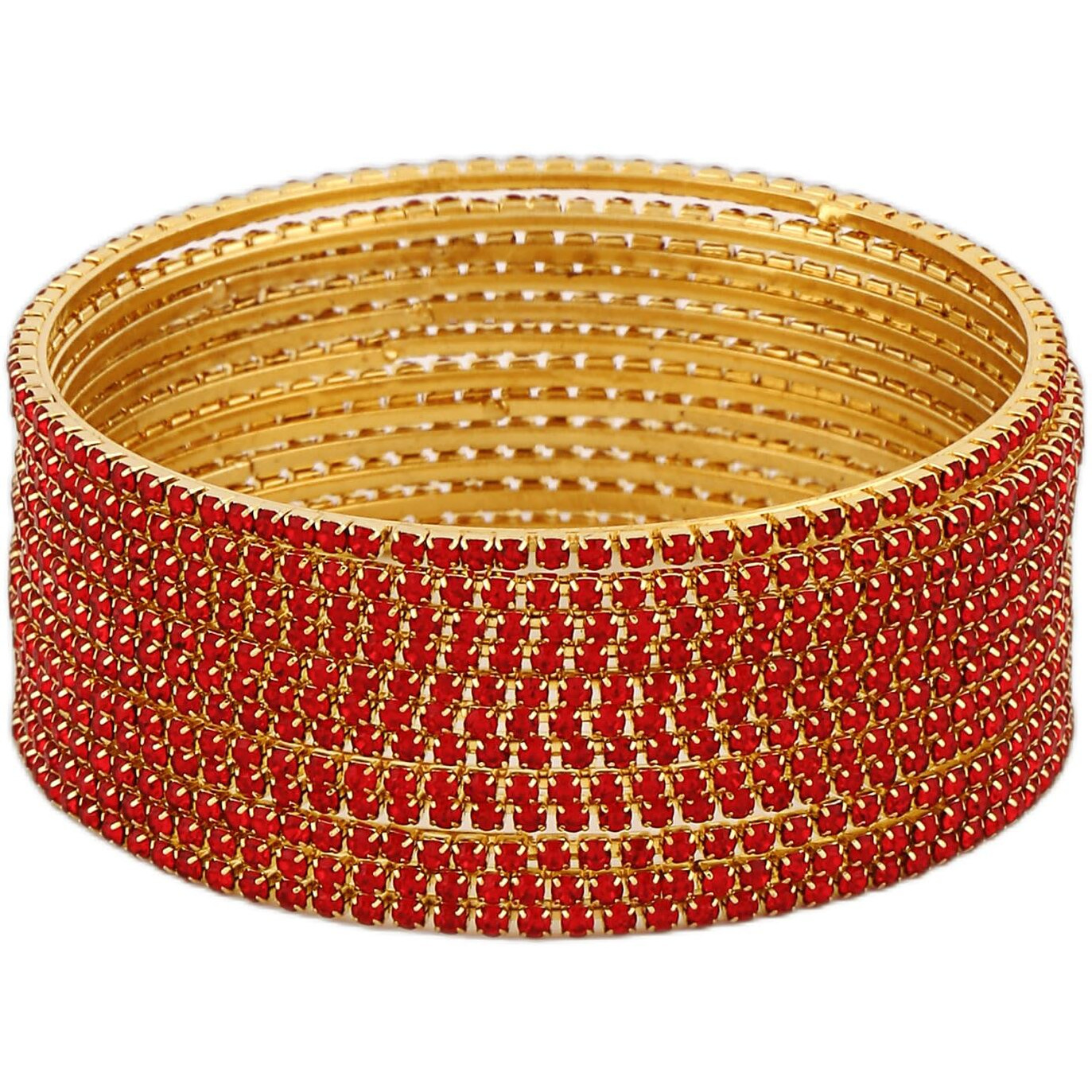 Shining Diva Fashion Set Of 12 Latest Traditional Design Gold Plated Bangle for Women (15472b_2.8) (Red)