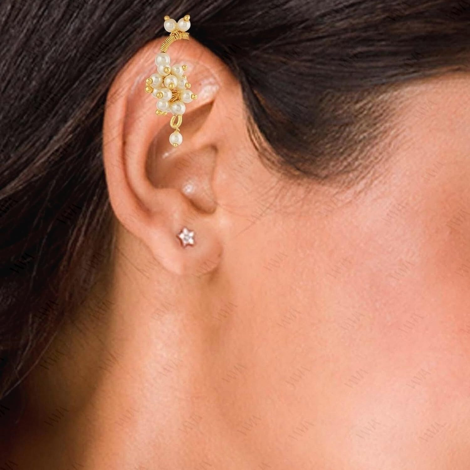 VAMA FASHIONS Traditional Maharashtrian Style Clip on Pressing Bugdi Upper Earring Ear Cuff For Women & Girls (Maharashtrian Bugdi Earrings)