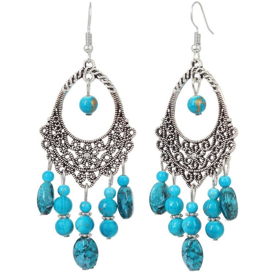 Shining Diva Fashion Oxidised Silver Bohemian Latest Traditional Earrings for Women & Girls (Blue)(8927er)