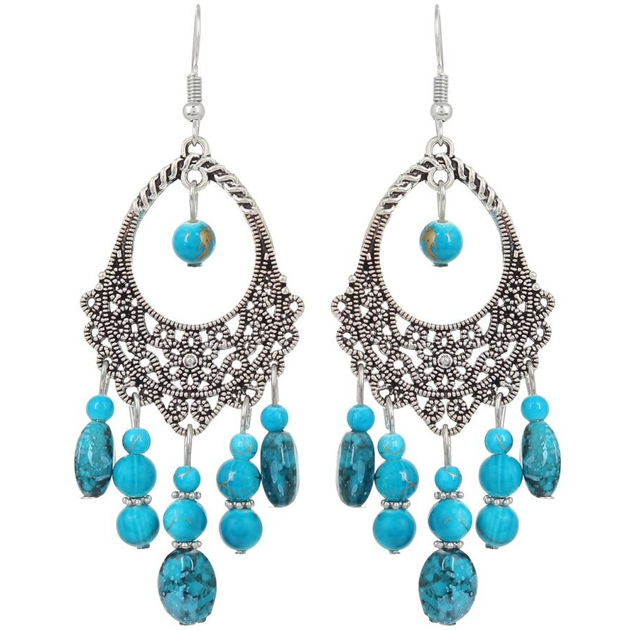 Shining Diva Fashion Oxidised Silver Bohemian Latest Traditional Earrings for Women & Girls (Blue)(8927er)