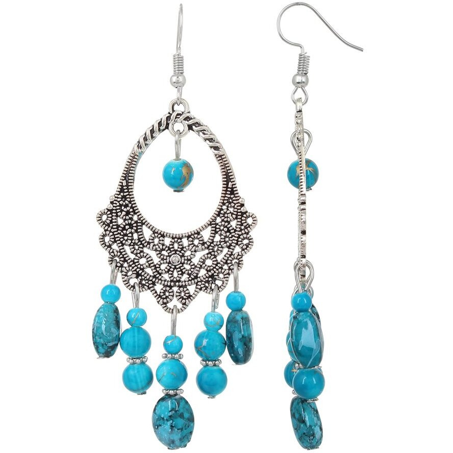 Shining Diva Fashion Oxidised Silver Bohemian Latest Traditional Earrings for Women & Girls (Blue)(8927er)