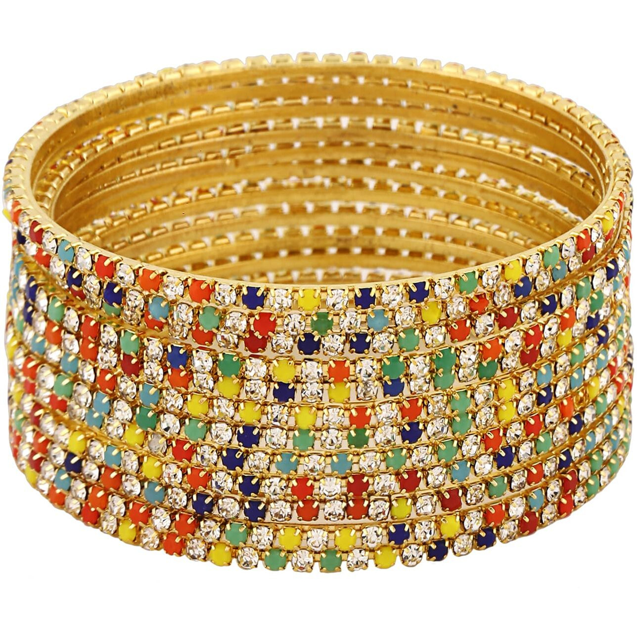 Shining Diva Fashion Set Of 12 Latest Traditional Design Gold Plated Bangle for Women (15477b_2.4) (Multi White)