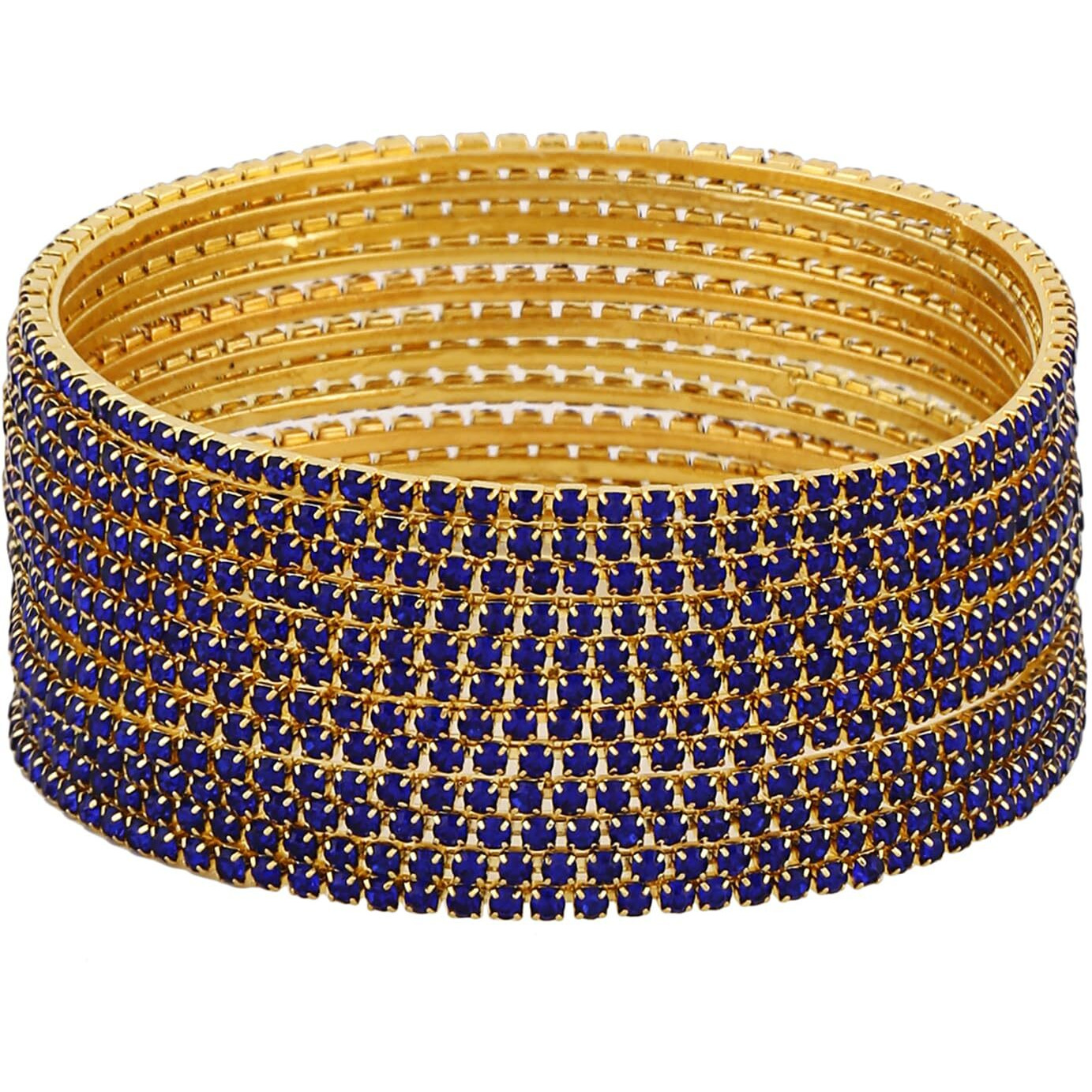 Shining Diva Fashion Set Of 12 Latest Traditional Design Gold Plated Bangle for Women (15478b_2.6) (Blue)