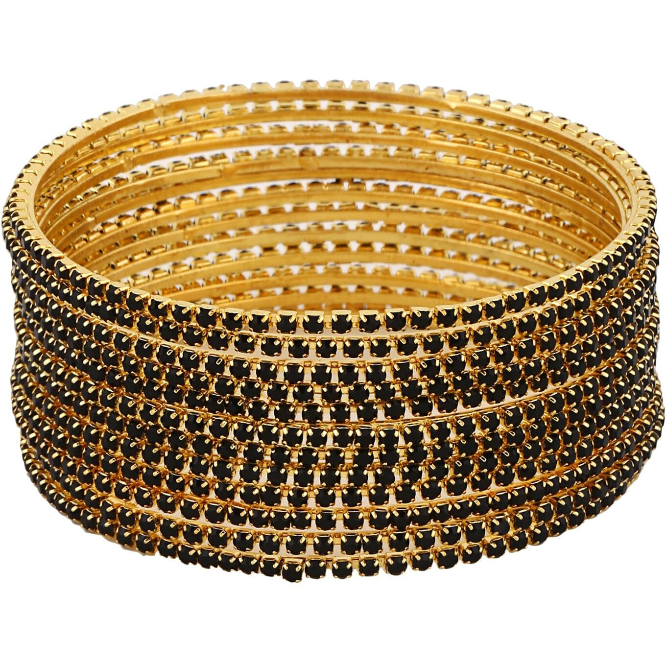 Shining Diva Fashion Set Of 12 Latest Traditional Design Gold Plated Bangle for Women (15473b_2.6) (Black)