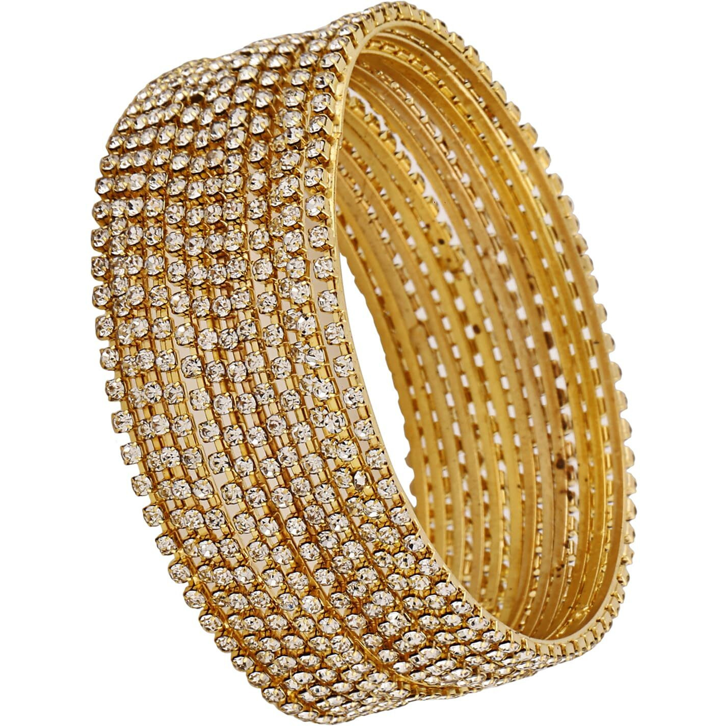Shining Diva Fashion Set Of 12 Latest Traditional Design Gold Plated Bangle for Women (15476b_2.4) (Gold White)