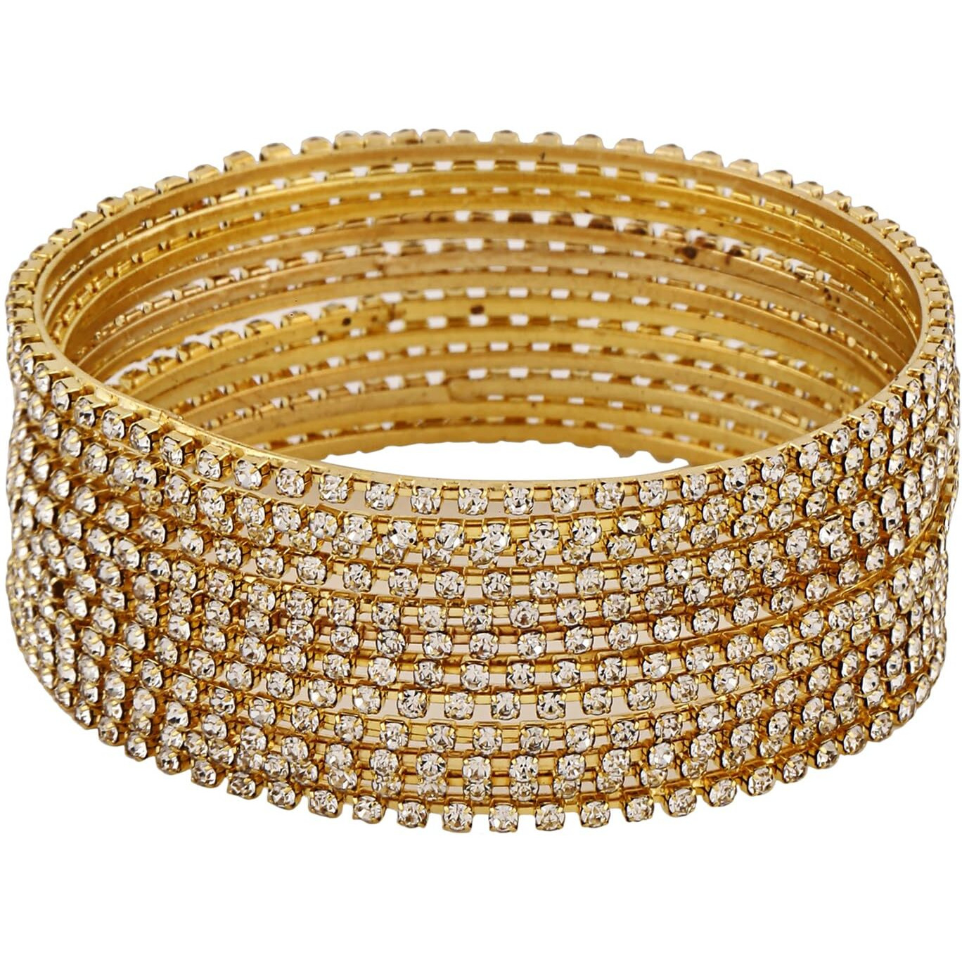 Shining Diva Fashion Set Of 12 Latest Traditional Design Gold Plated Bangle for Women (15476b_2.4) (Gold White)