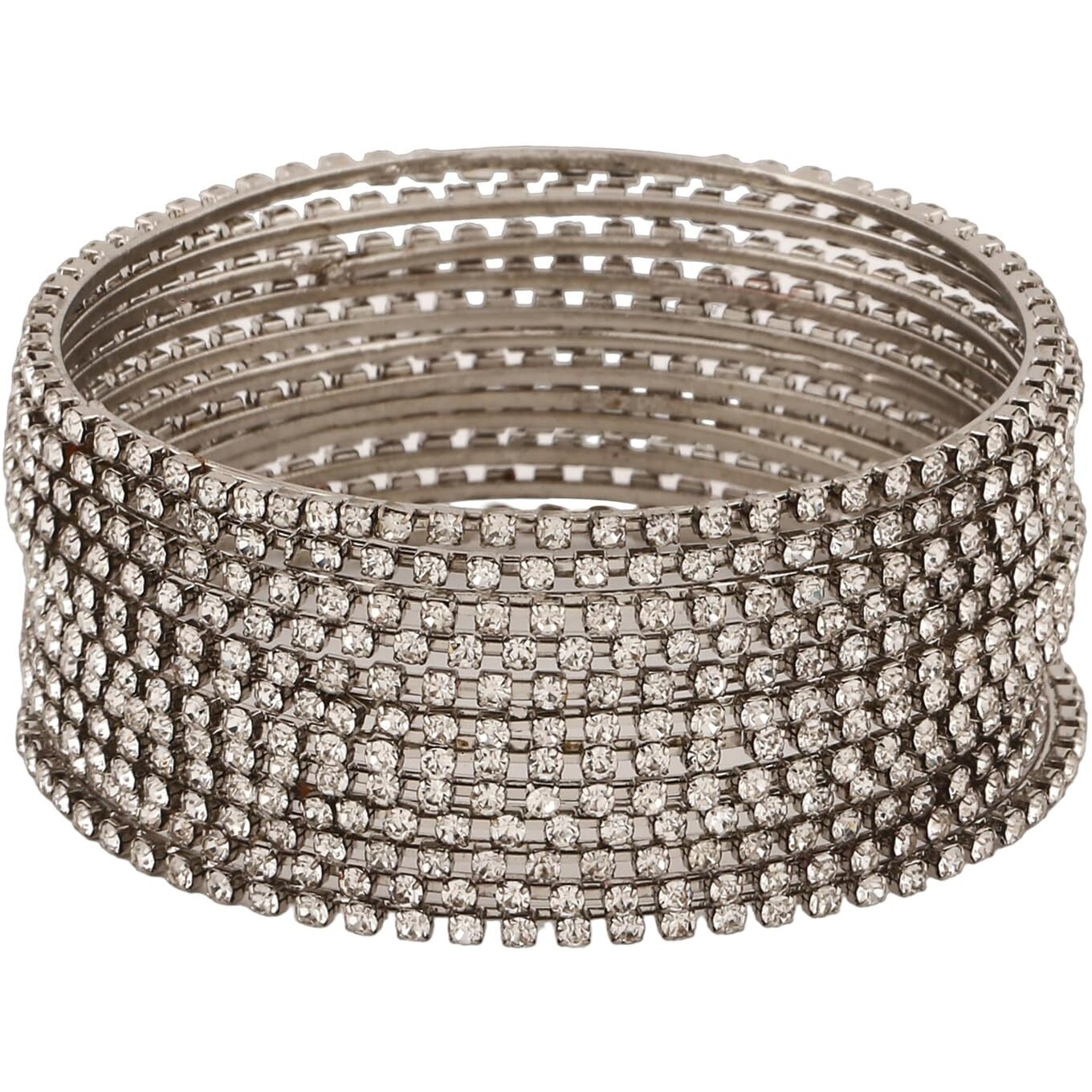 Shining Diva Fashion Set Of 12 Latest Traditional Design Gold Plated Bangle for Women (15479b_2.4) (Silver)