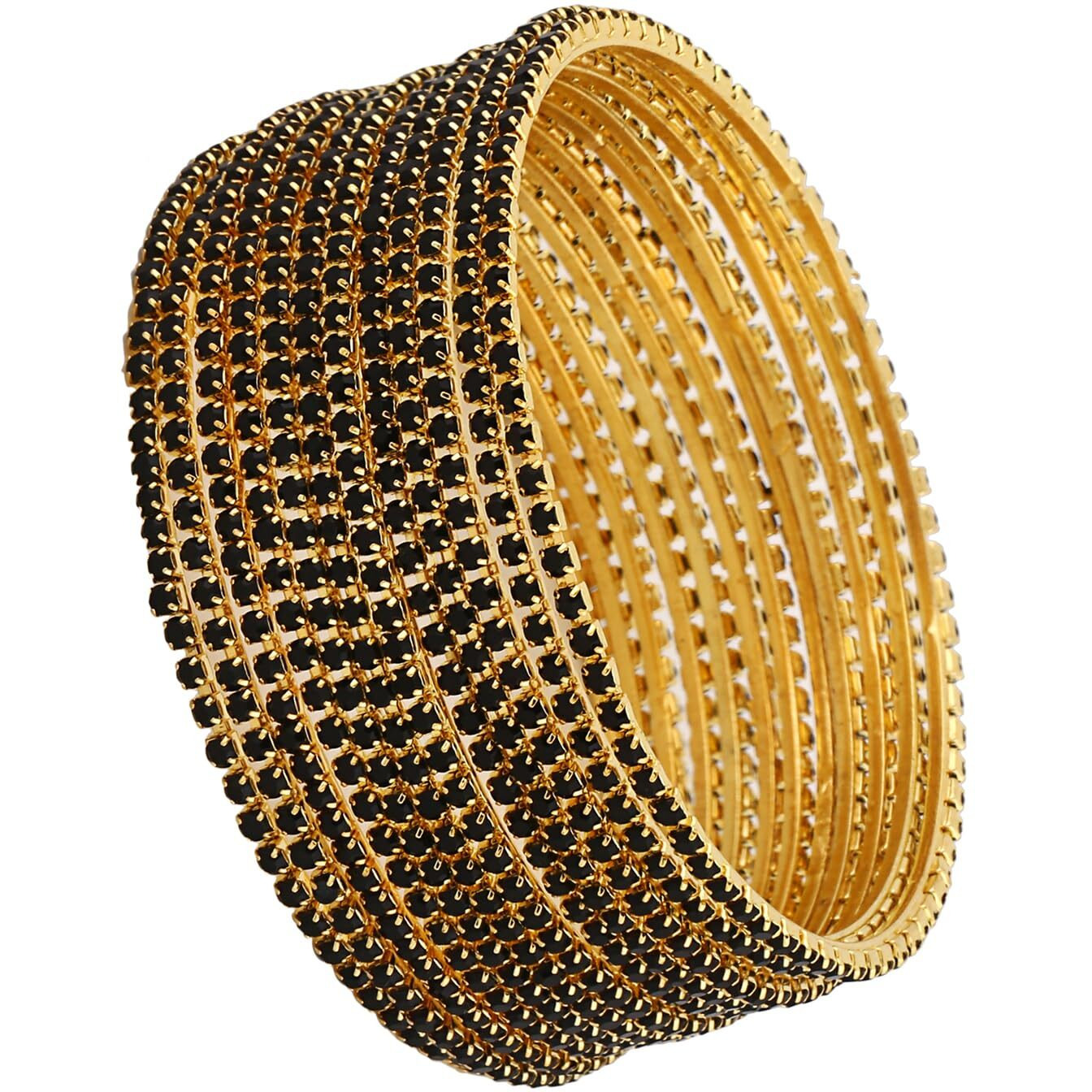 Shining Diva Fashion Set Of 12 Latest Traditional Design Gold Plated Bangle for Women (15473b_2.8) (Black)