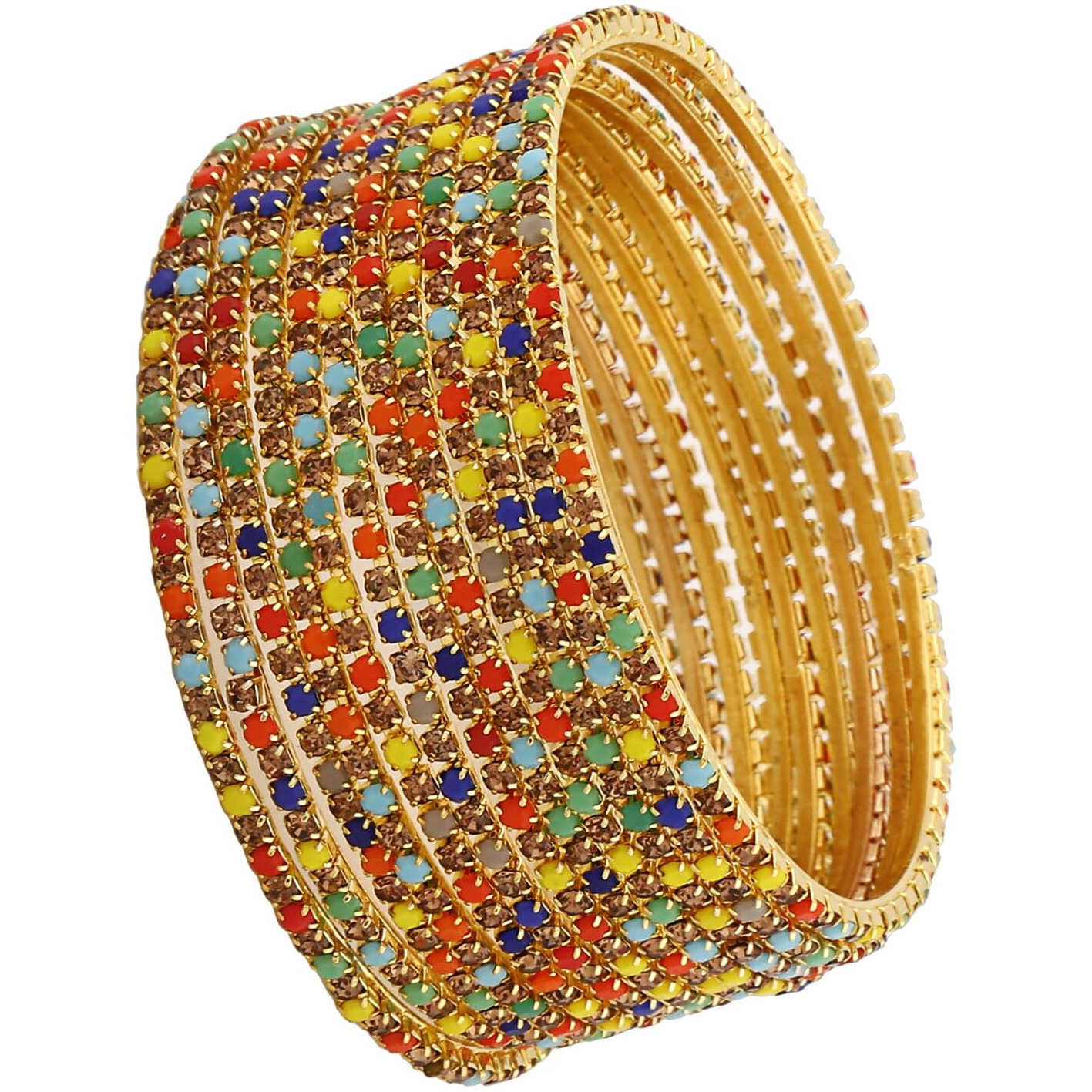 Shining Diva Fashion Set Of 12 Latest Traditional Design Gold Plated Bangle for Women (15480b_2.4) (Multi LCD)