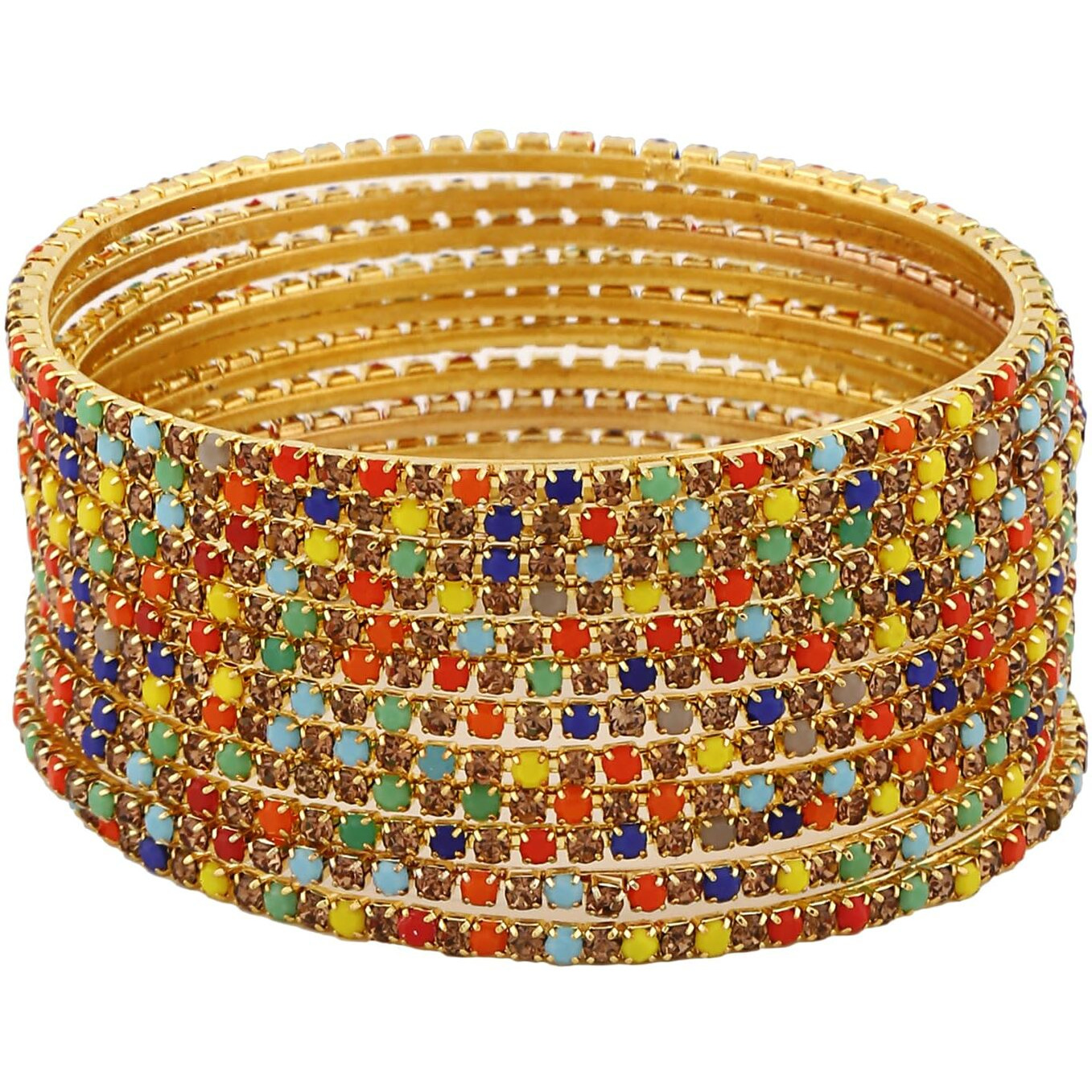Shining Diva Fashion Set Of 12 Latest Traditional Design Gold Plated Bangle for Women (15480b_2.4) (Multi LCD)