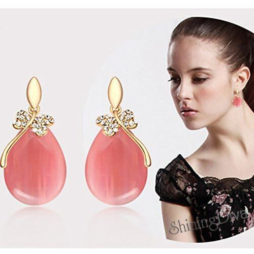 Shining Diva Fashion Pink Copper Gold Plated Stylish Earrings For Womens (9570Er)