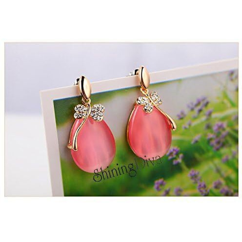 Shining Diva Fashion Pink Copper Gold Plated Stylish Earrings For Womens (9570Er)