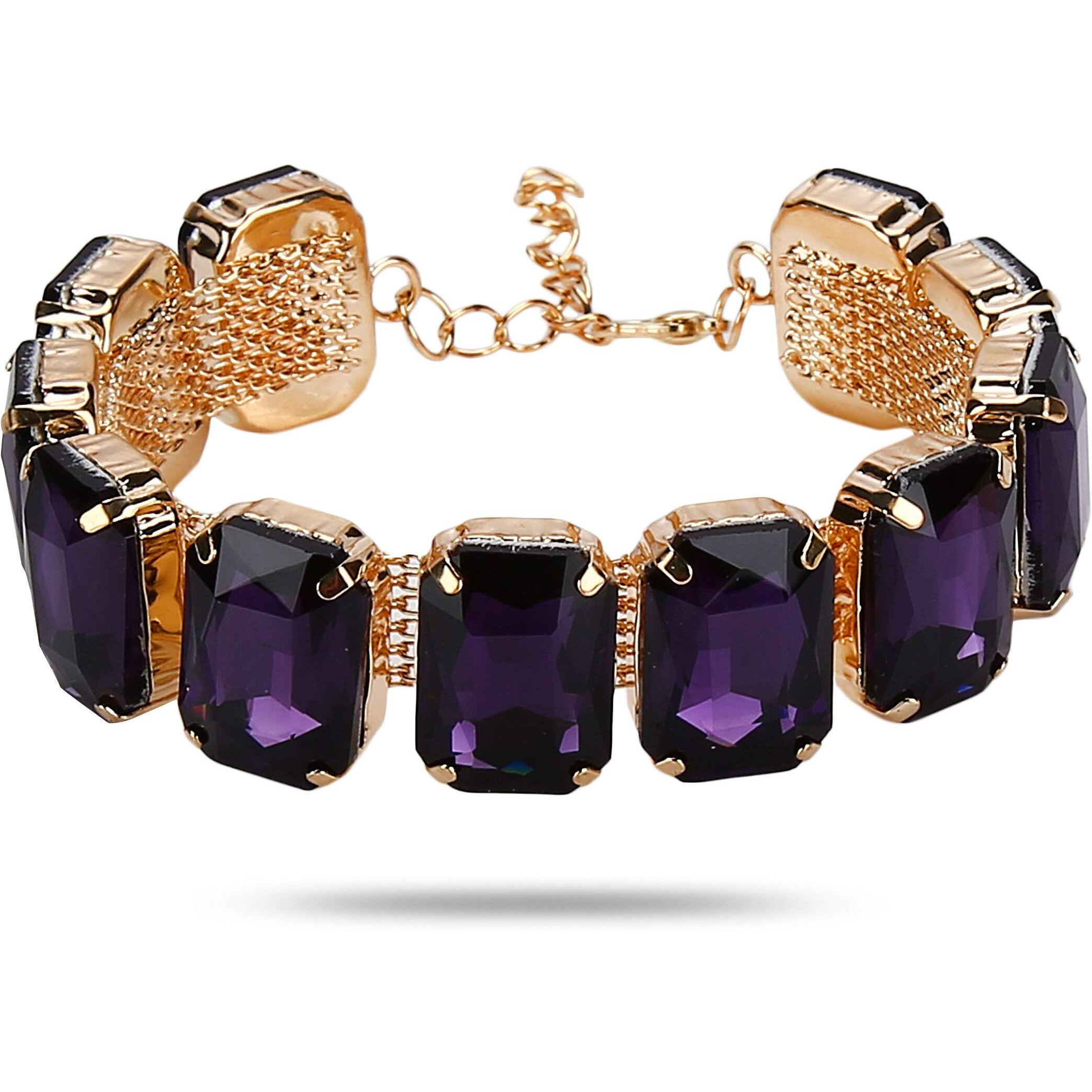 YouBella Valentine Gift for Girlfriend/Wife Jewellery Crystal Bangle Bracelet For Girls and Women (Purple)