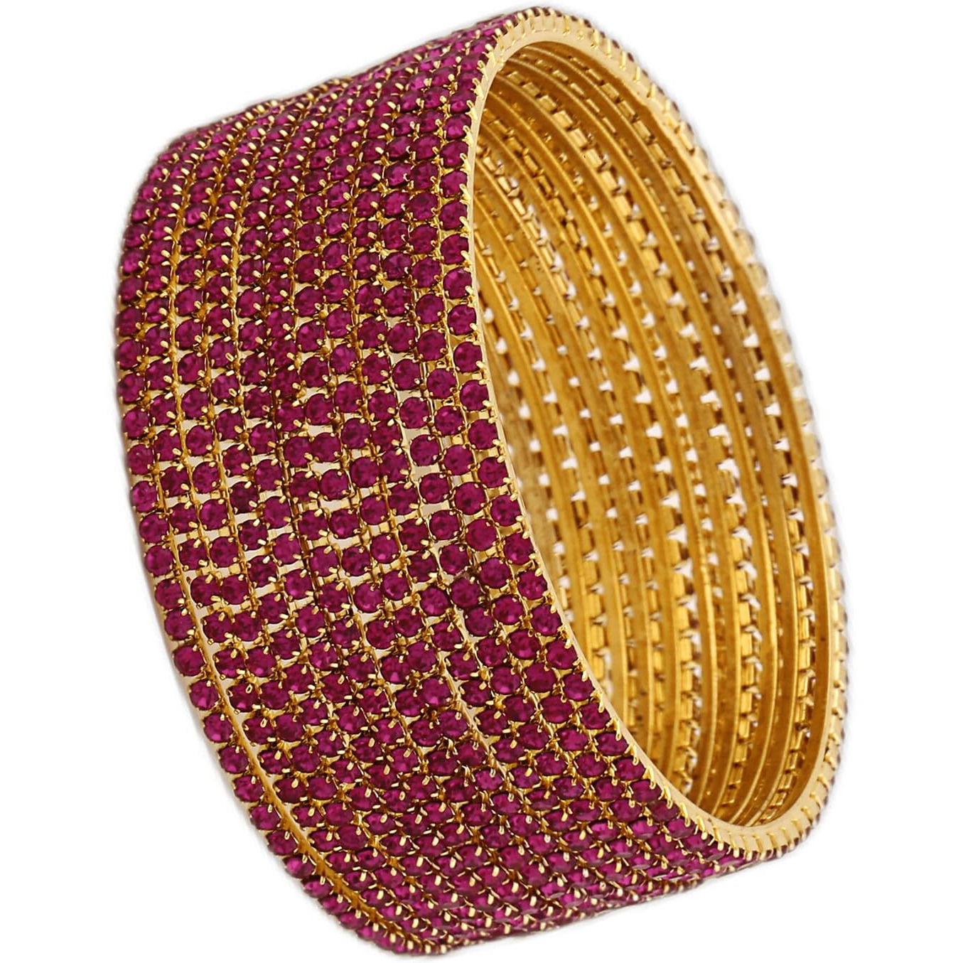 Shining Diva Fashion Set Of 12 Latest Traditional Design Gold Plated Bangle for Women (15471b_2.8) (Pink)
