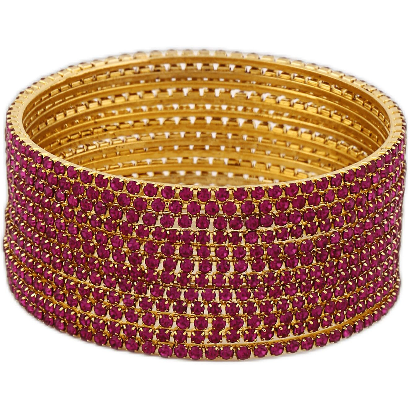 Shining Diva Fashion Set Of 12 Latest Traditional Design Gold Plated Bangle for Women (15471b_2.8) (Pink)