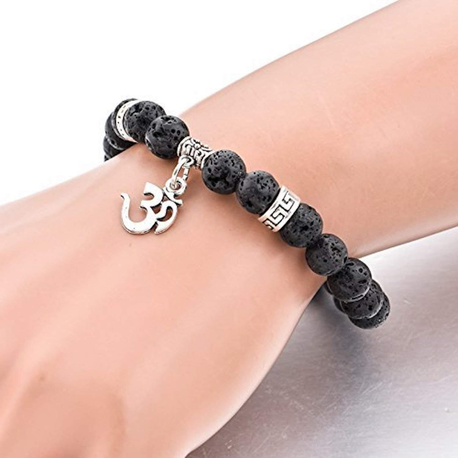 Hot And Bold Boys Sacred Aum/Om Natural Stone Healing Bracelet Handcrafted Elegance With Certificate Of Authenticity
