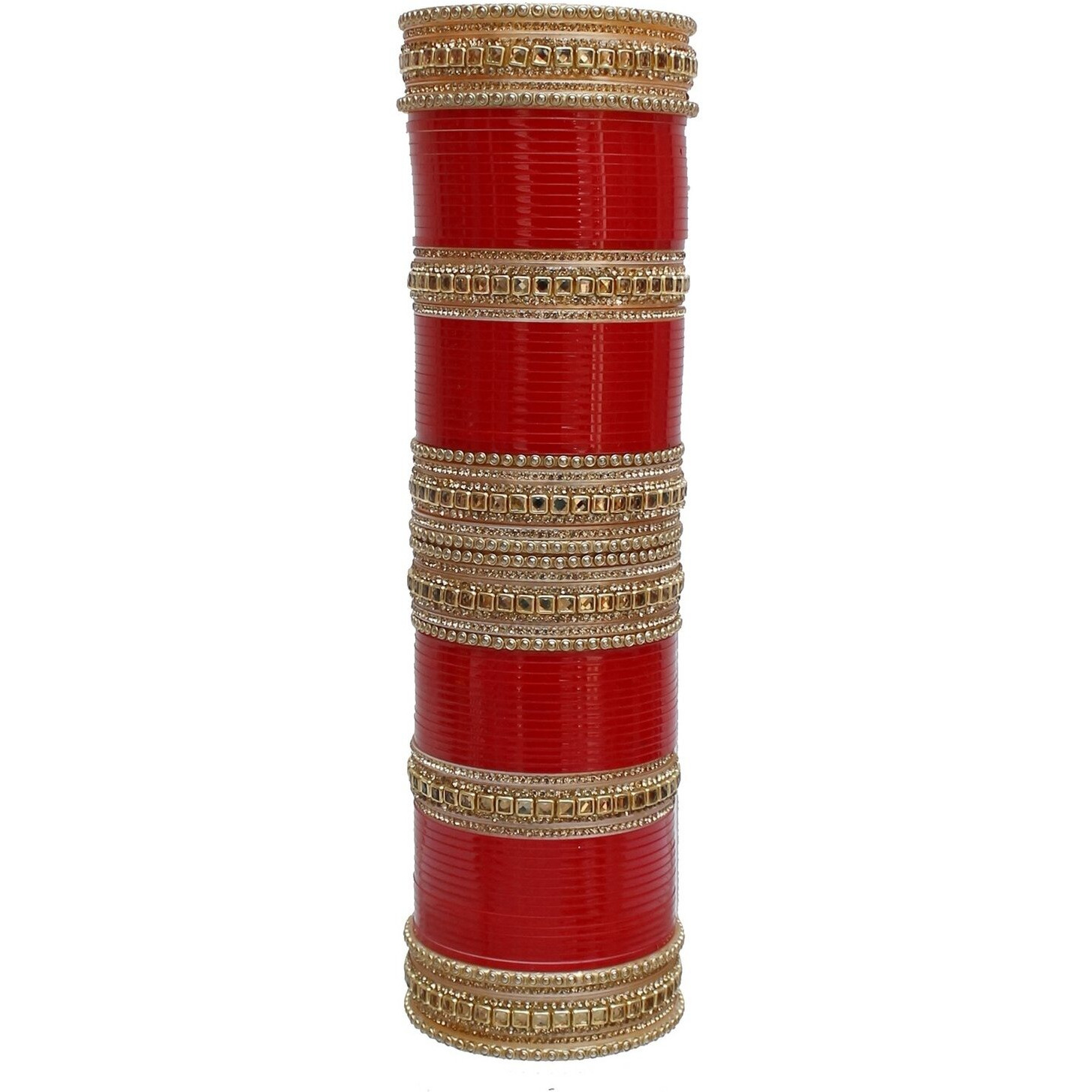 Lucky Jewellery Bridal Bangle Set Red Chura Dulhan Wedding Chuda Punjabi Choora For Women (1360-M1C1-GOLD-R28)