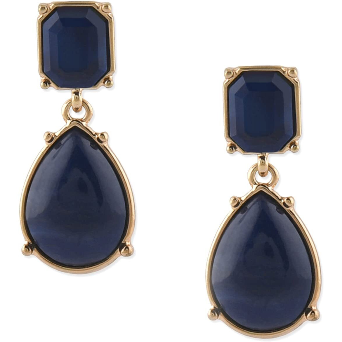Zaveri Pearls Blue Stones Embellished Contemporary Yellow Gold Drop Earring For Women-ZPFK15157