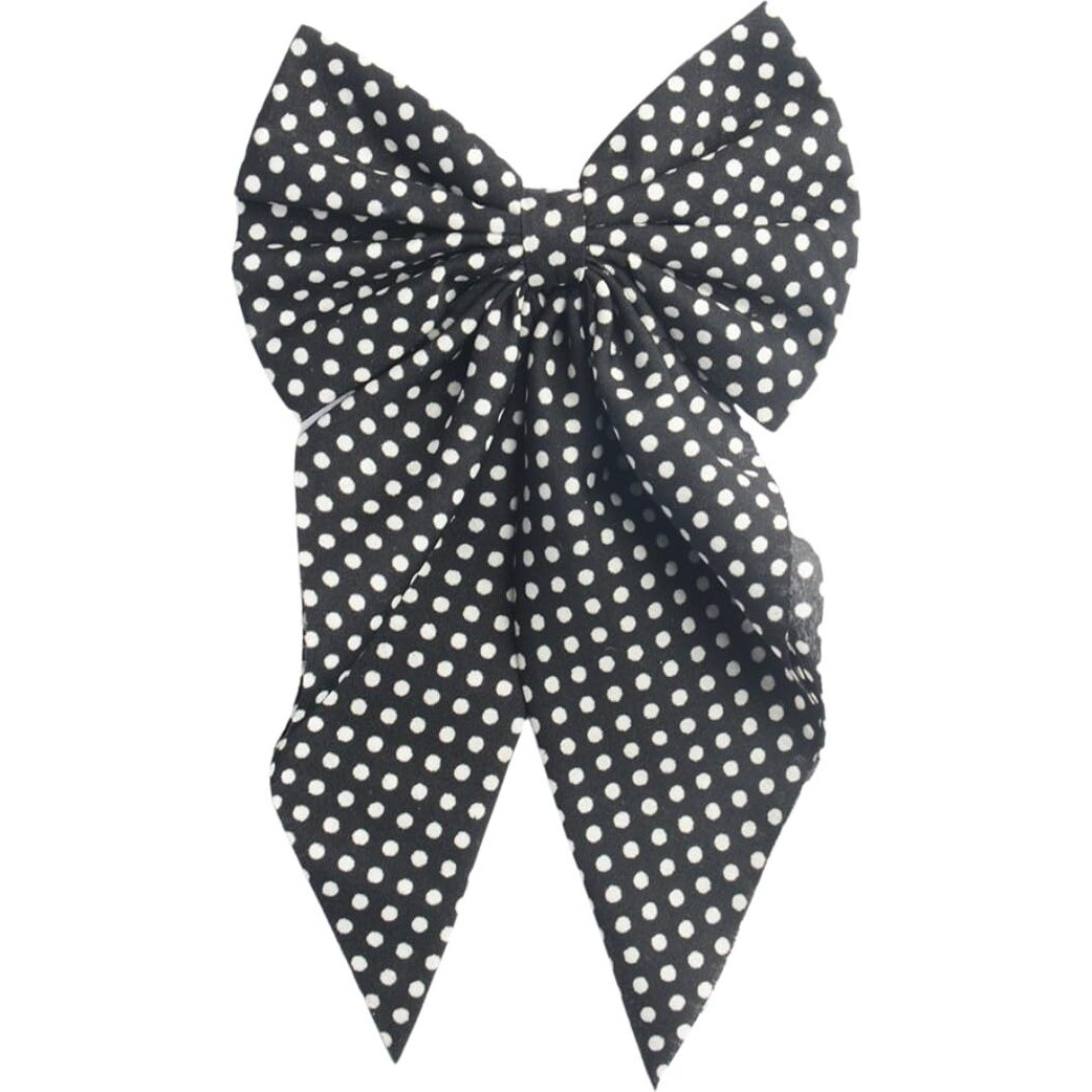 Radhu & Kabby Hair Bow for Women/Girls | Polka Print Hair Bow Clip | Hair Accessories | Fancy & Stylish | Anti-Hair Breakage Hairclips for all Occasions | 1 Pcs | Black Colour