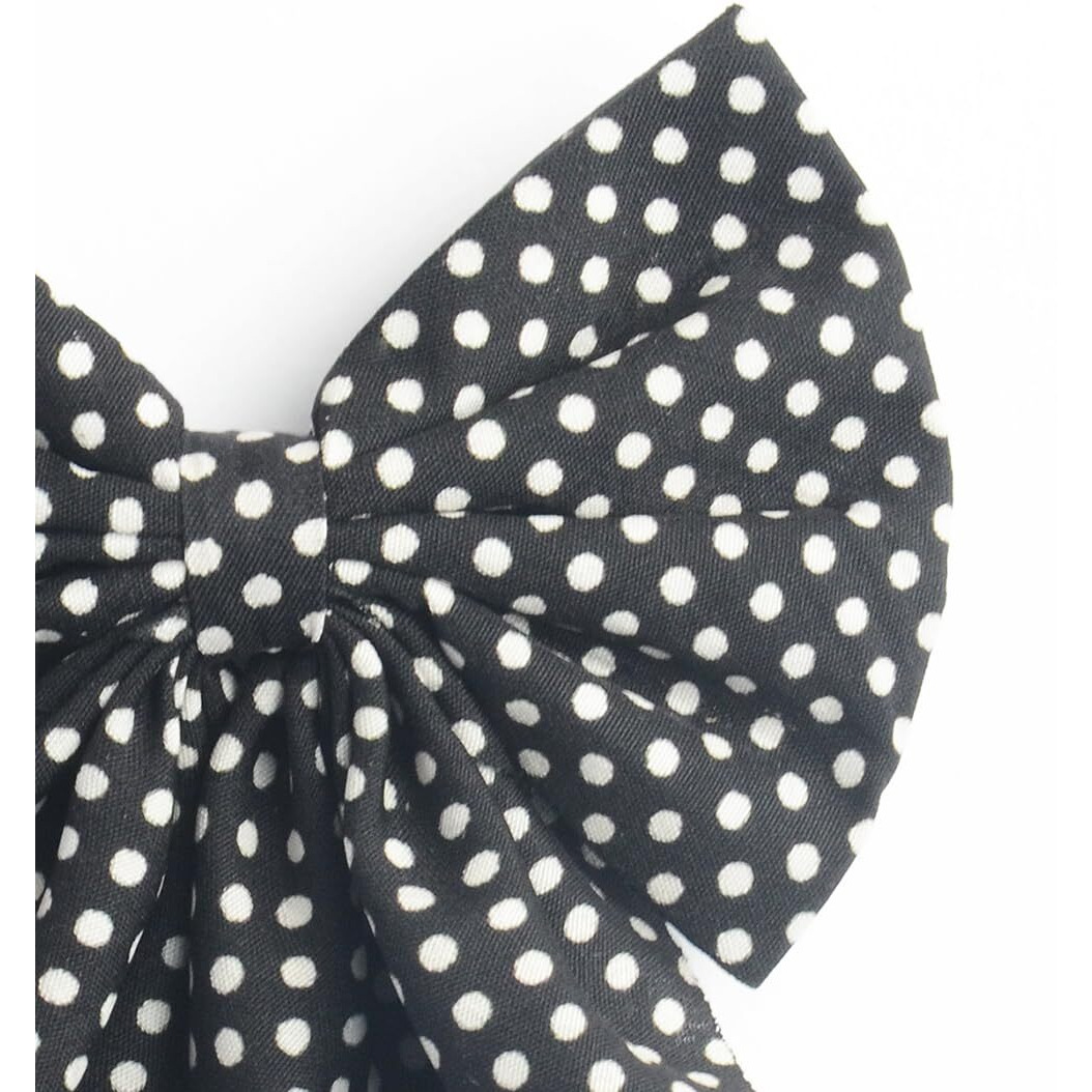Radhu & Kabby Hair Bow for Women/Girls | Polka Print Hair Bow Clip | Hair Accessories | Fancy & Stylish | Anti-Hair Breakage Hairclips for all Occasions | 1 Pcs | Black Colour